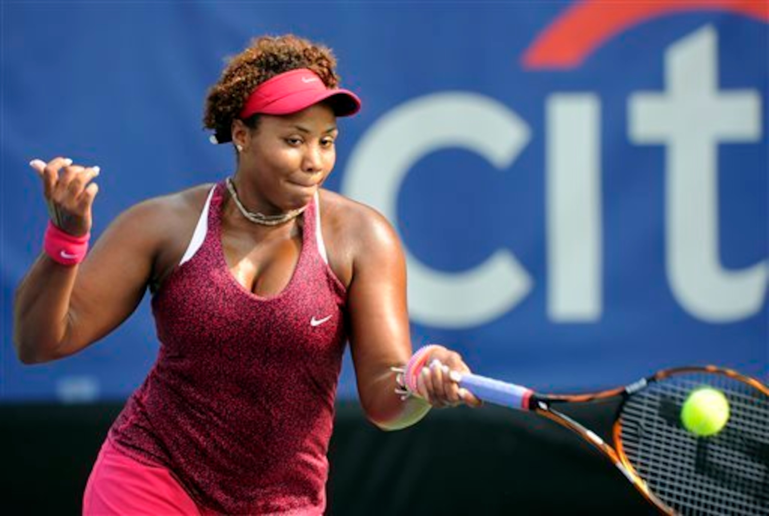 Taylor Townsend hits a forehand during the Citi Open.