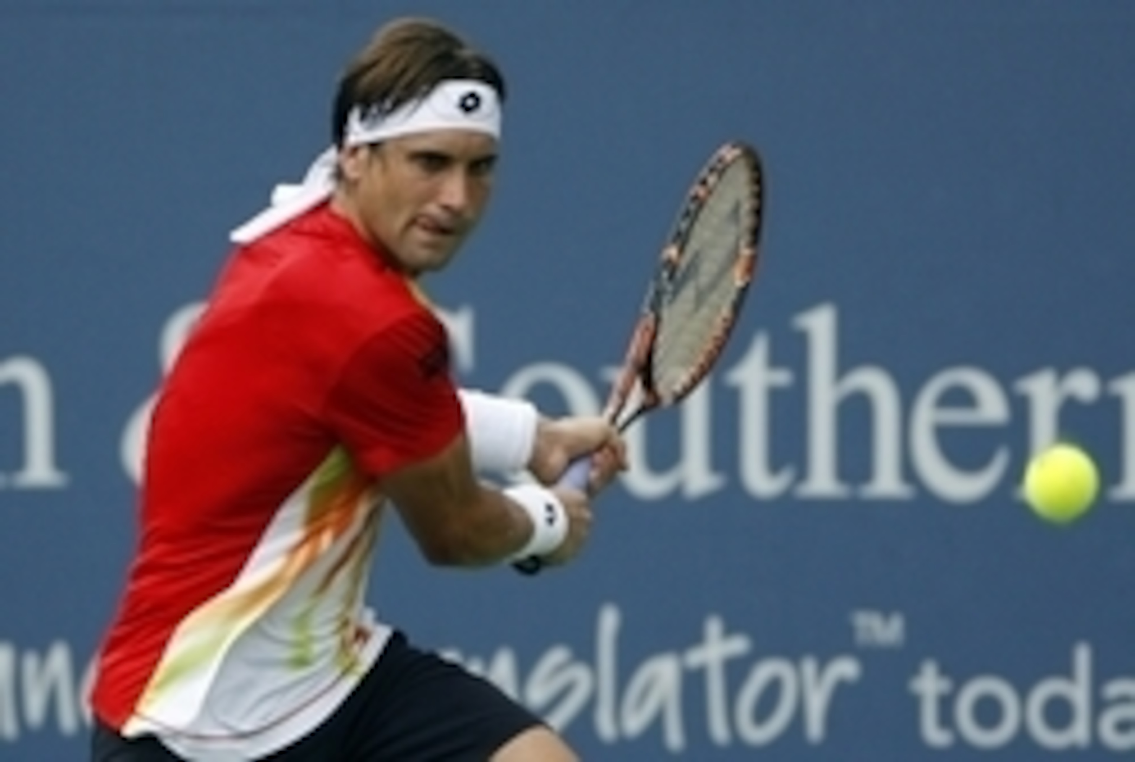 David Ferrer gets into position to hit a backhand during the final of the 2014 Western & Southern Open. David Ferrer gets into position to hit a backhand during the final of the 2014 Western & Southern Open.