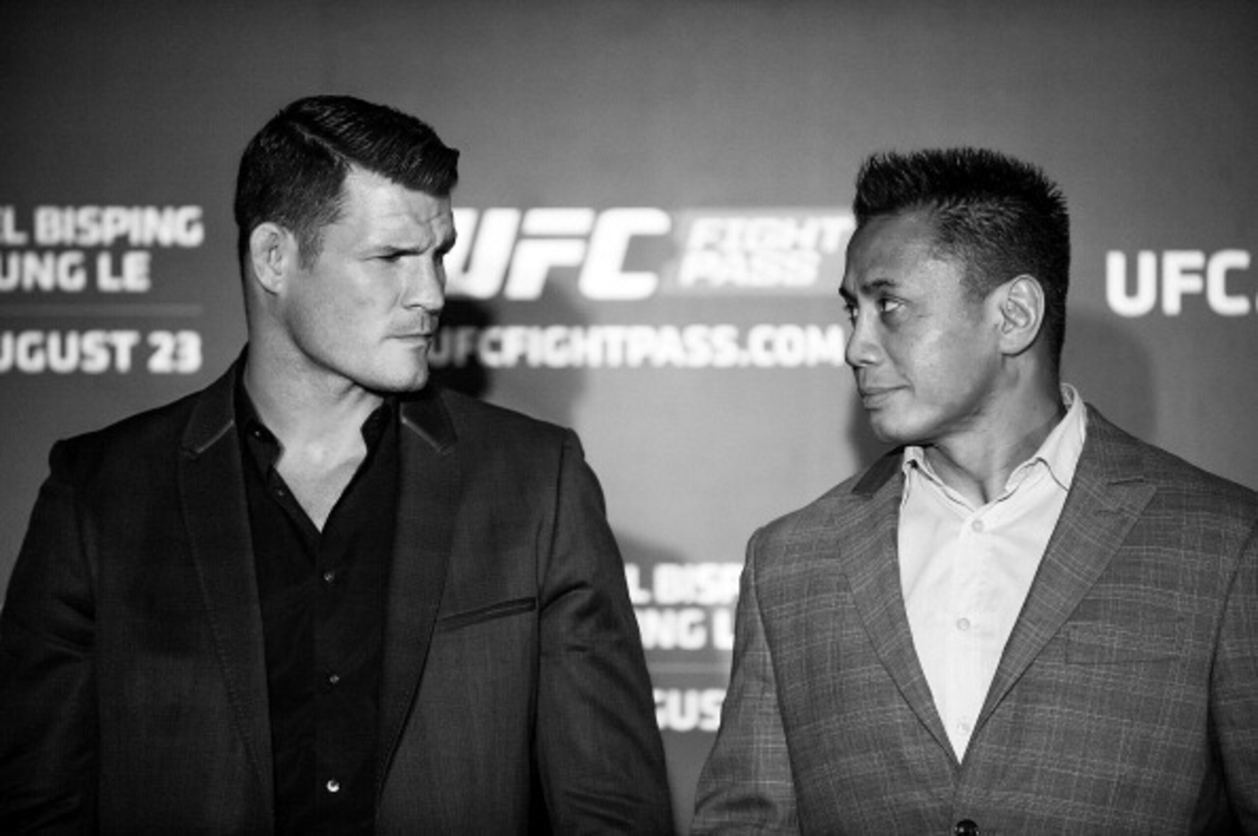 Michael Bisping (left) and Cung Le square off in the UFC Fight Night 48 main event.
