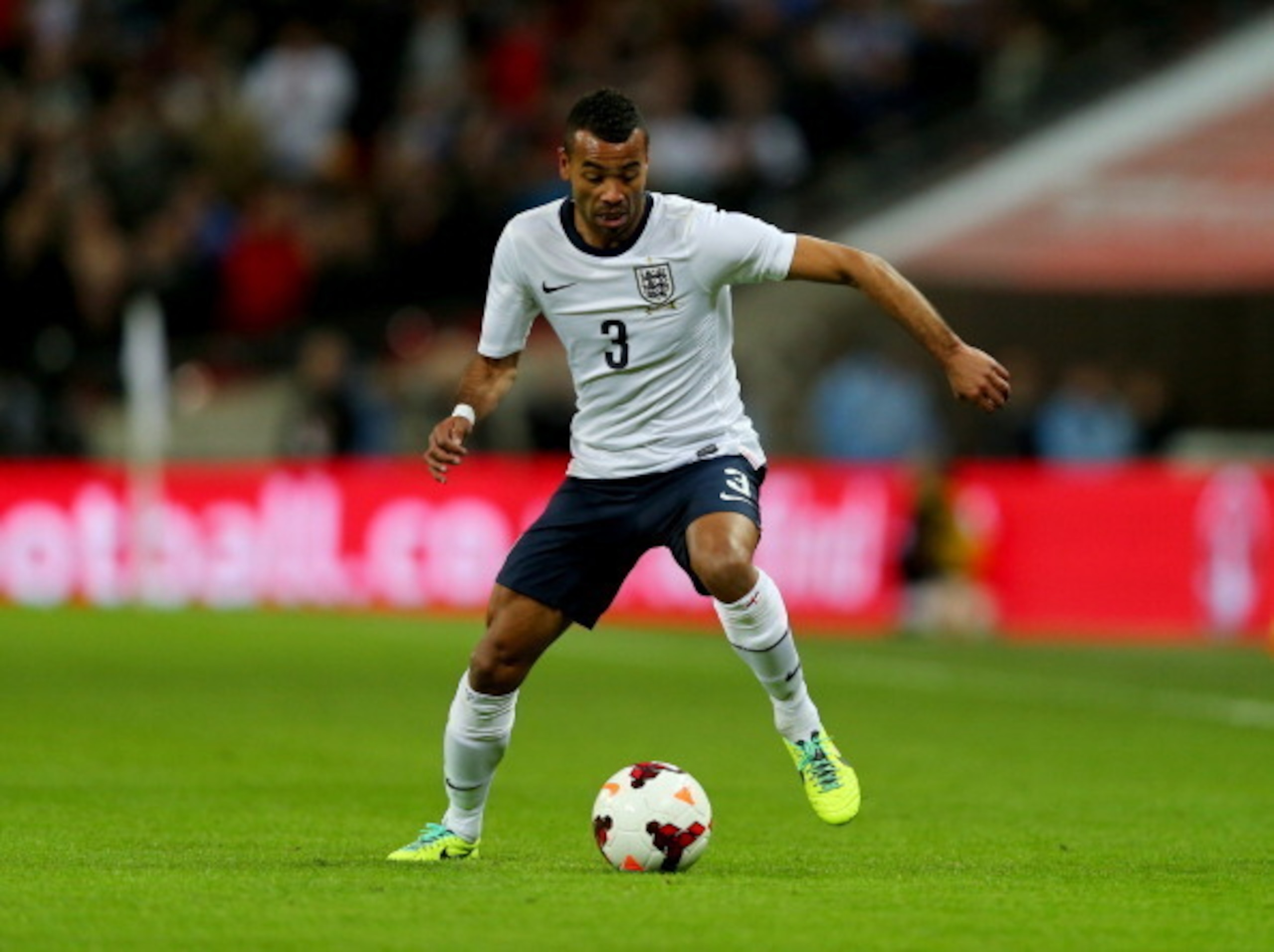 LONDON, ENGLAND - NOVEMBER 19:  Ashley Cole of England in action during the international friendly match between England and Germany at Wembley Stadium on November 19, 2013 in London, England.  (Photo by Clive Rose/Getty Images)