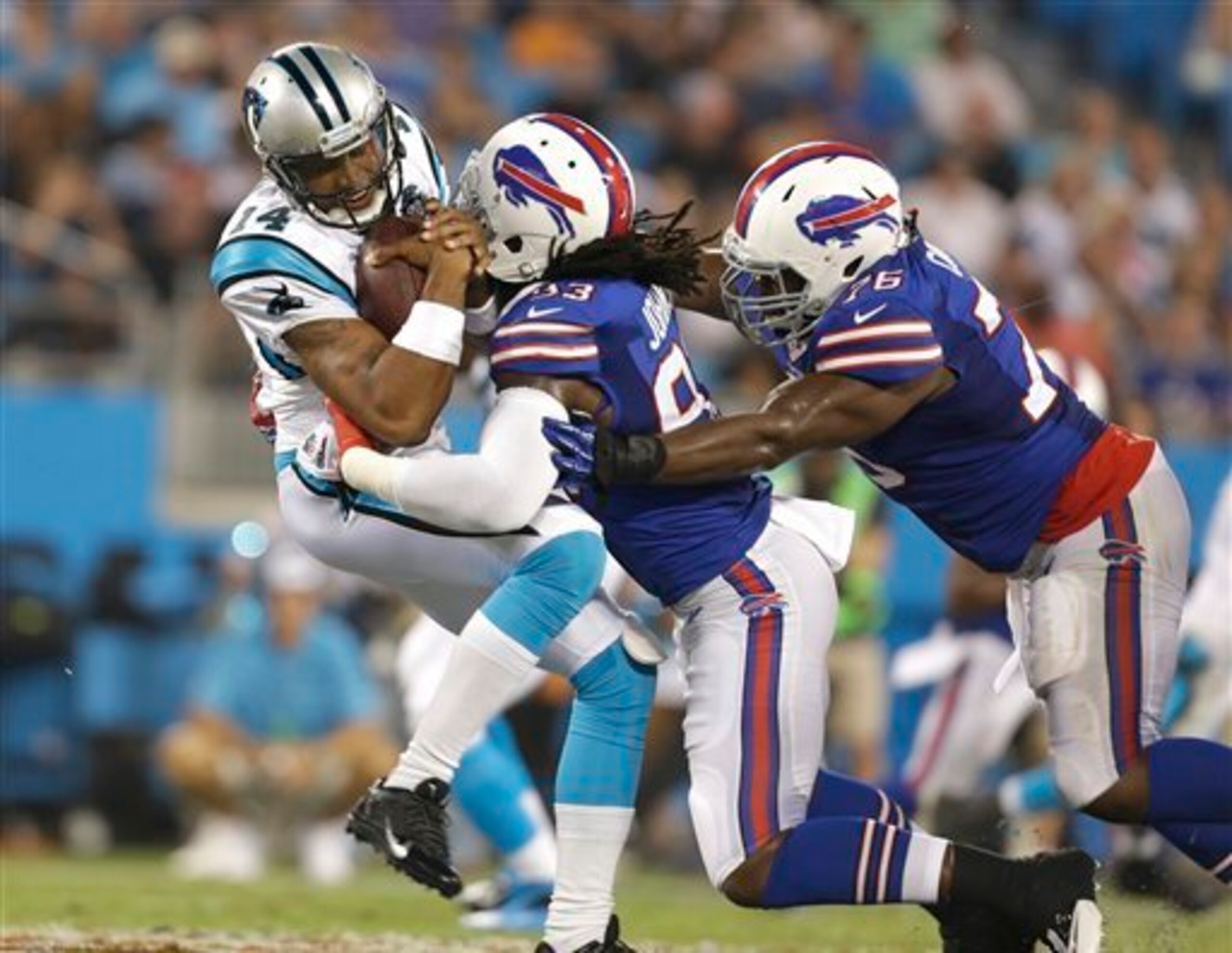 Landon Cohen (76) was involved in this play and many others this preseason.