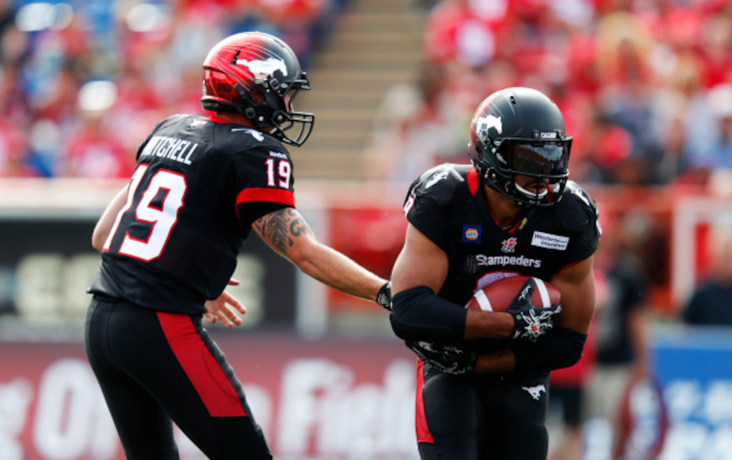 The Calgary Stampeders' two-tone helmet has crazy style.