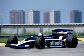 Elio de Angelis at the 1986 Brazilian Grand Prix, the last race he finished.