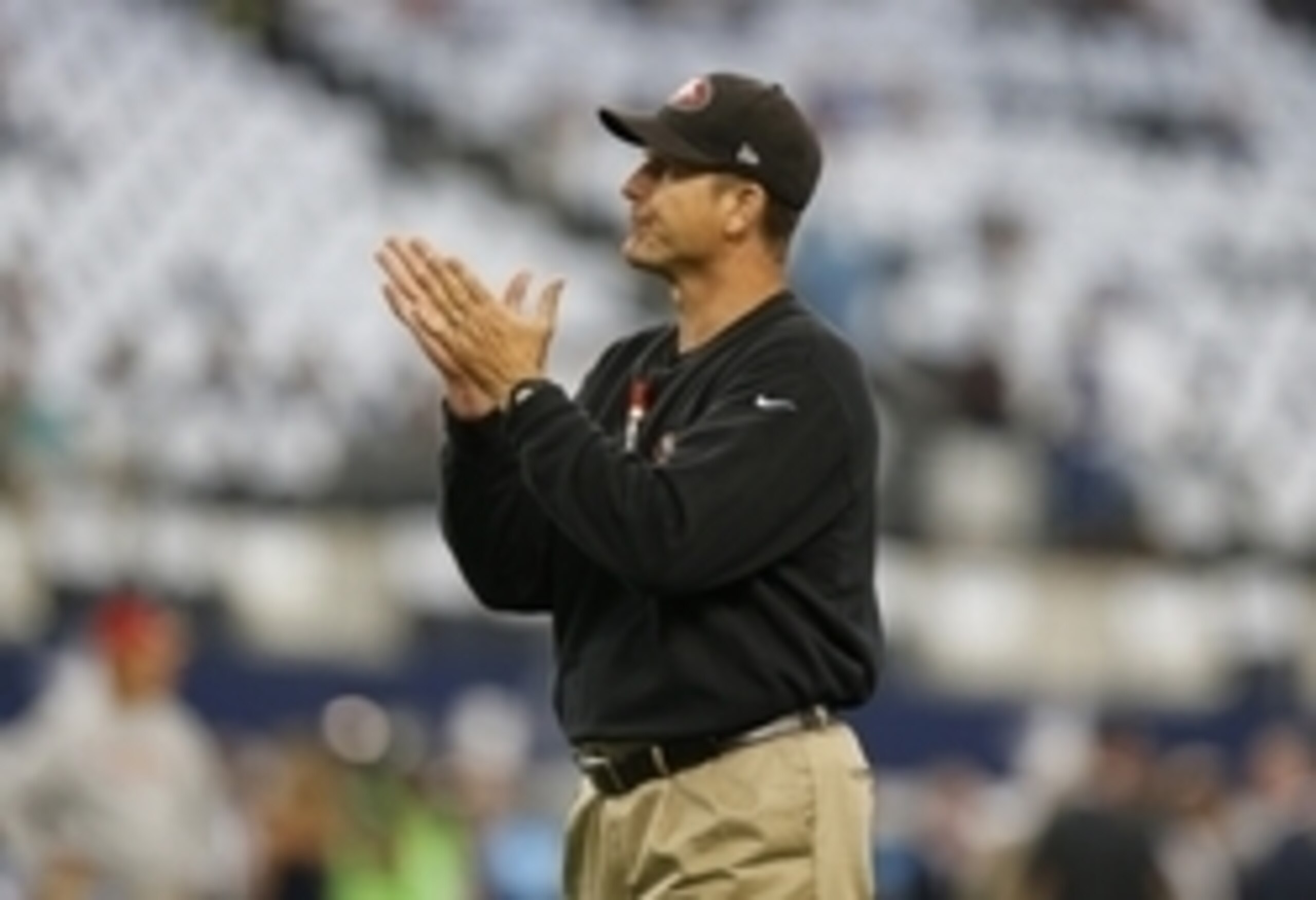 Head coach Jim Harbaugh has his 49ers at 1-0 after Week 1.