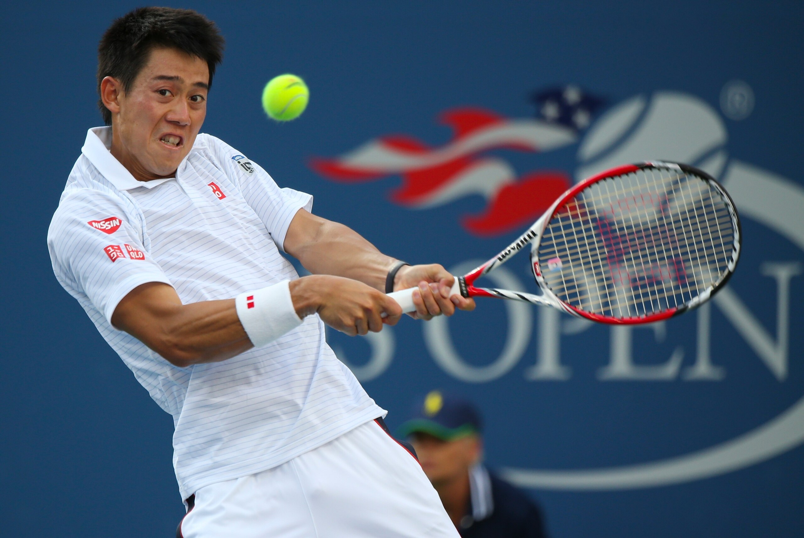 Kei Nishikori during his quarterfinals match against Stan Wawrinka at the 2014 U.S. Open.