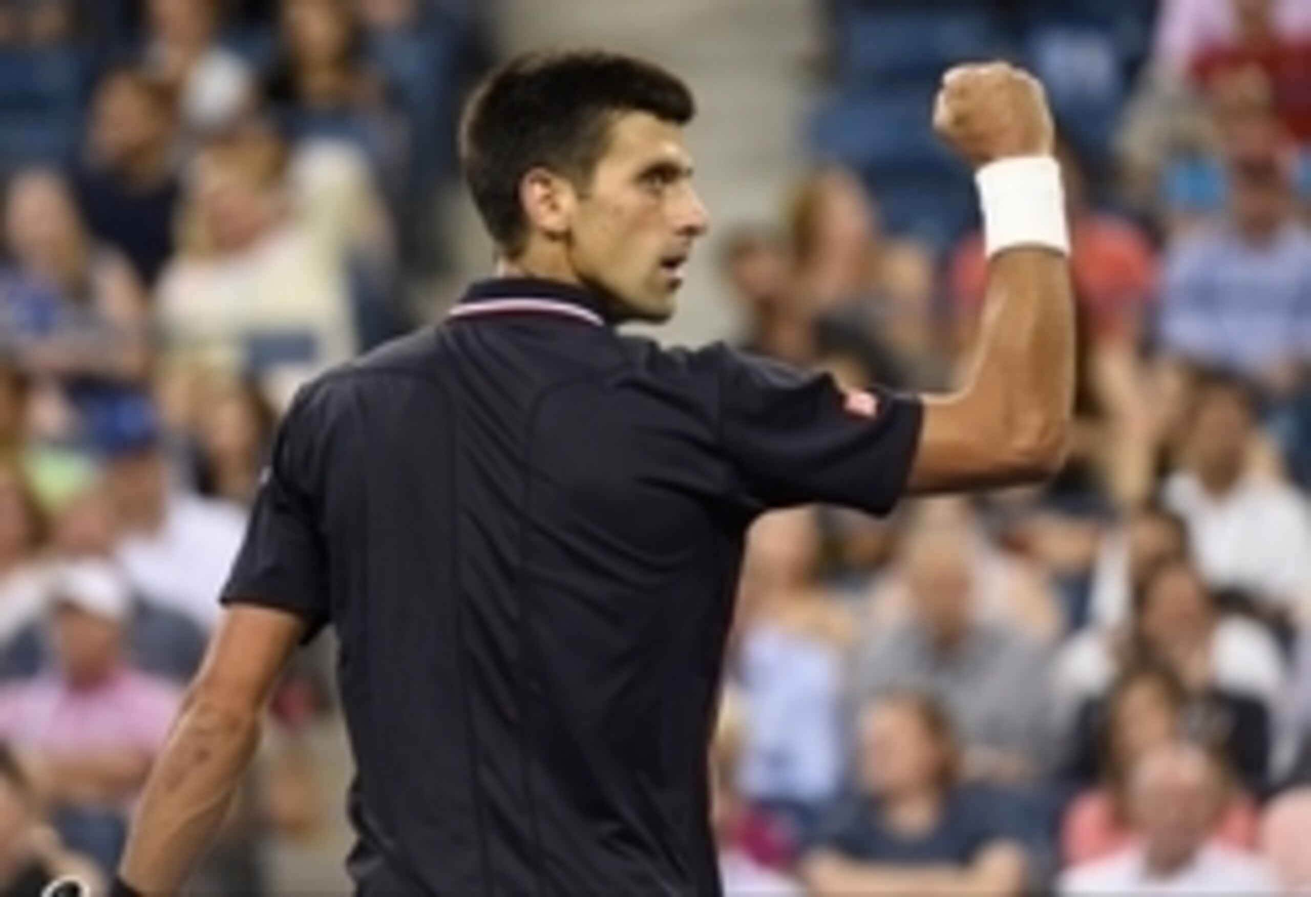Novak Djokovic gestures to the crowd in Arthur Ashe Stadium during his win over Andy Murray at the 2014 U.S. Open.