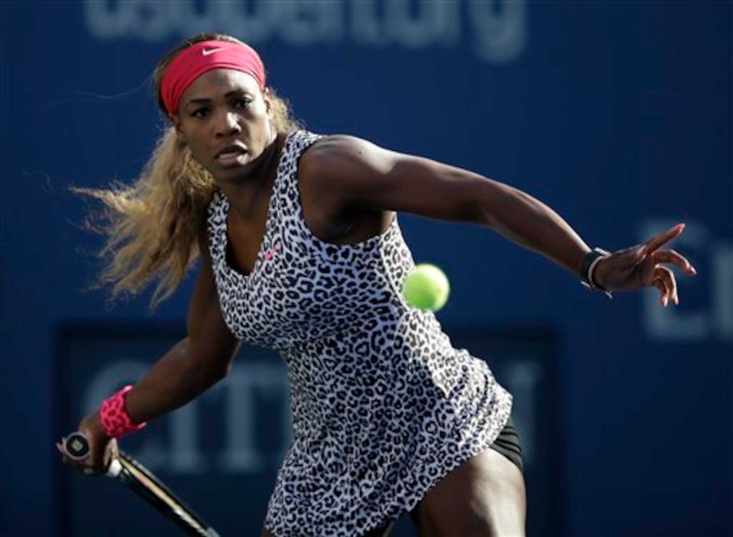 Serena Williams hits a forehand during the finals of the 2014 U.S. Open.