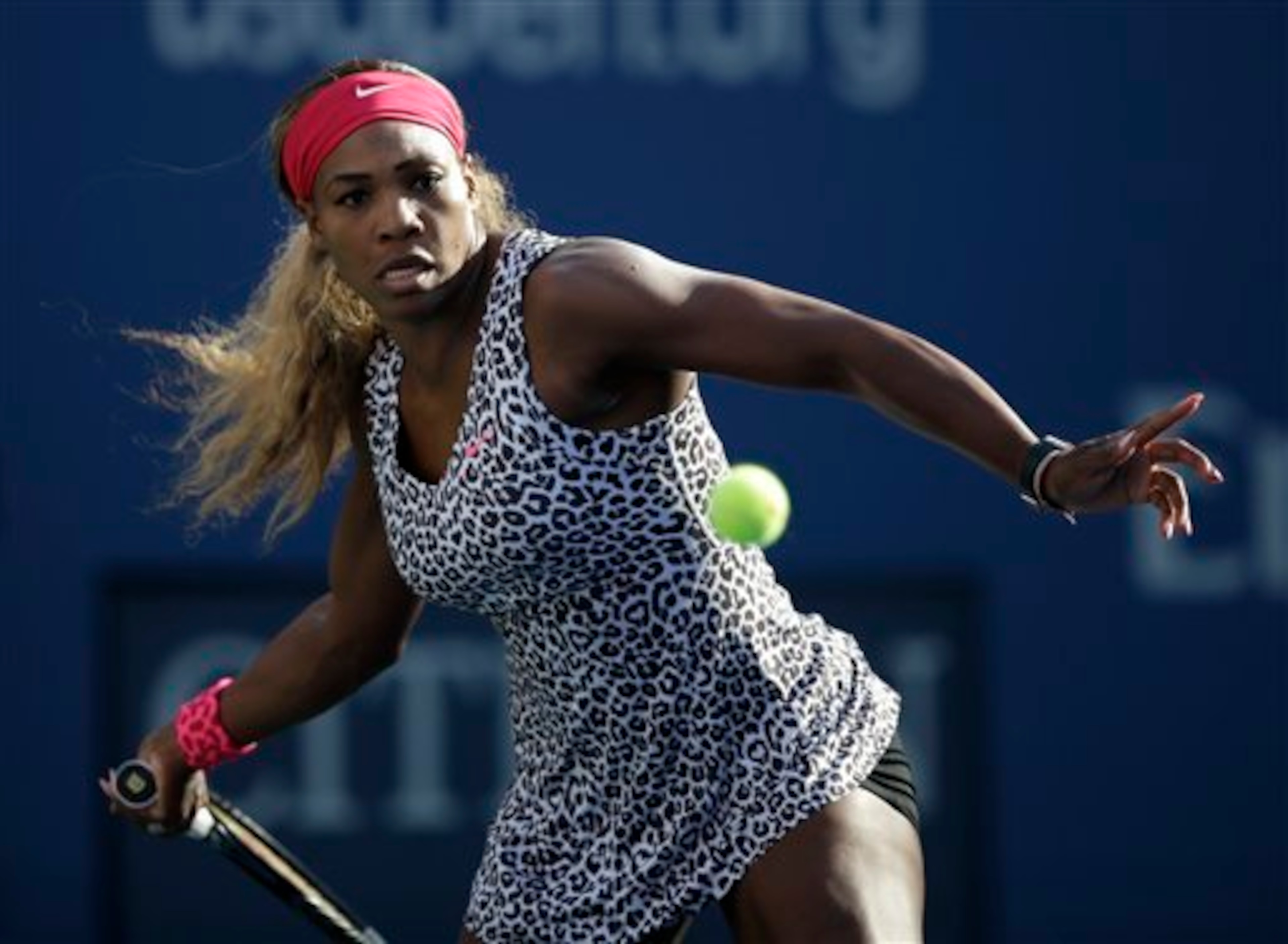Serena Williams hits a forehand during the finals of the 2014 U.S. Open.