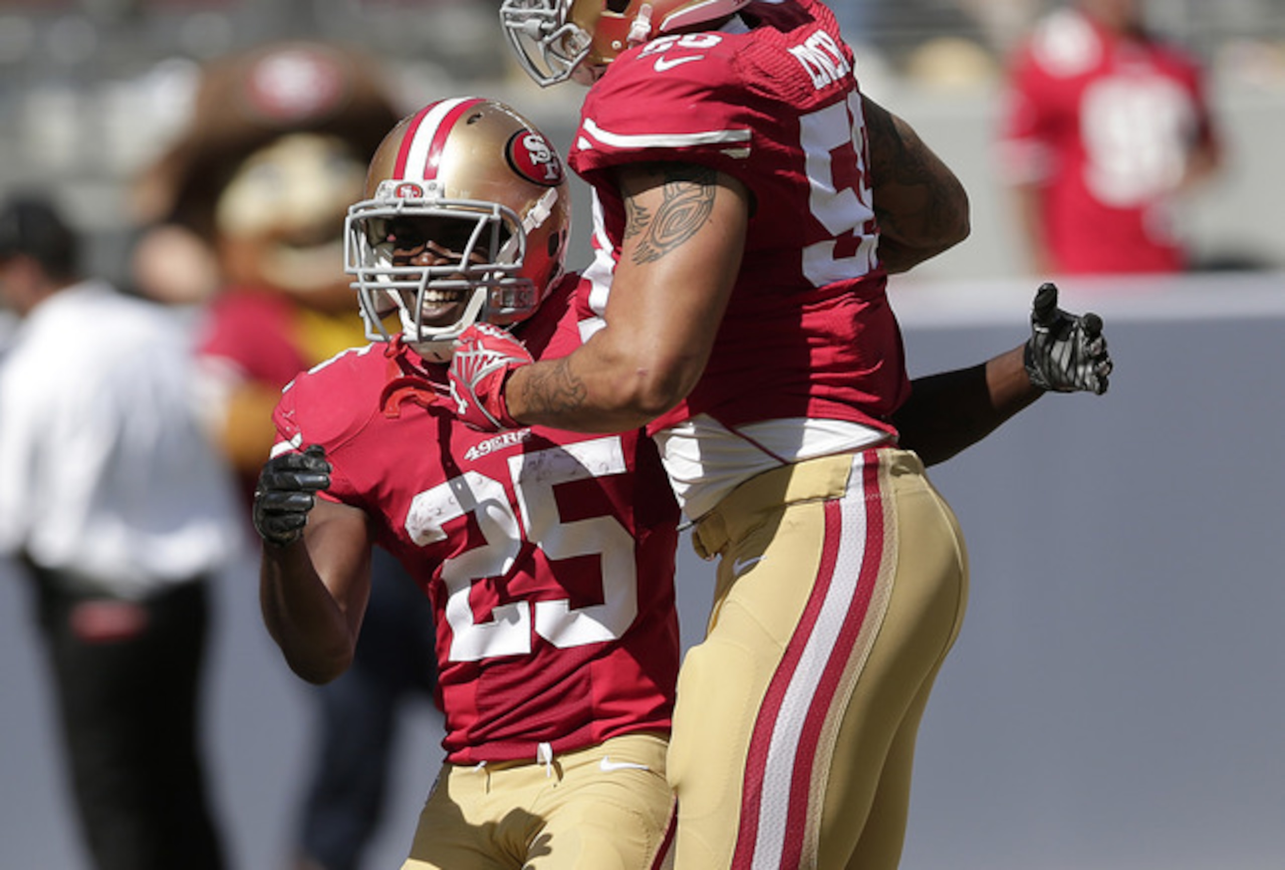 Key rookie assets Jimmie Ward (No. 25) and Aaron Lynch will come up big against the Silver and Black.