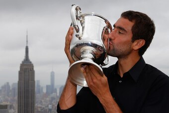 Marin Cilic during a photo shoot from Top of the Rock after winning the 2014 U.S. Open.