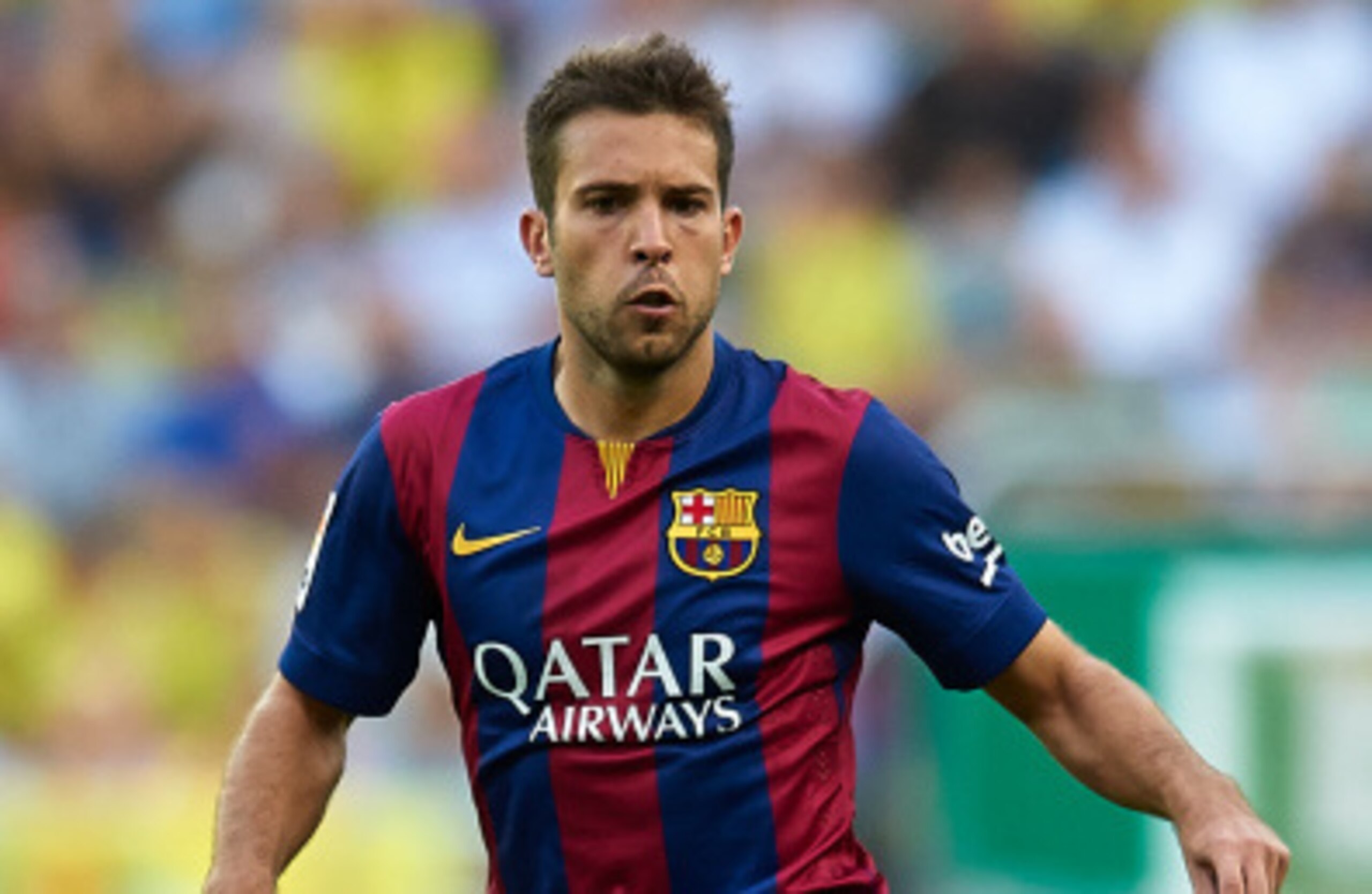 VILLARREAL, SPAIN - AUGUST 31:  Jordi Alba of Barcelona in action during the La Liga match between Villarreal CF and FC Barcelona at El Madrigal stadium on August 31, 2014 in Villarreal, Spain.  (Photo by Manuel Queimadelos Alonso/Getty Images)