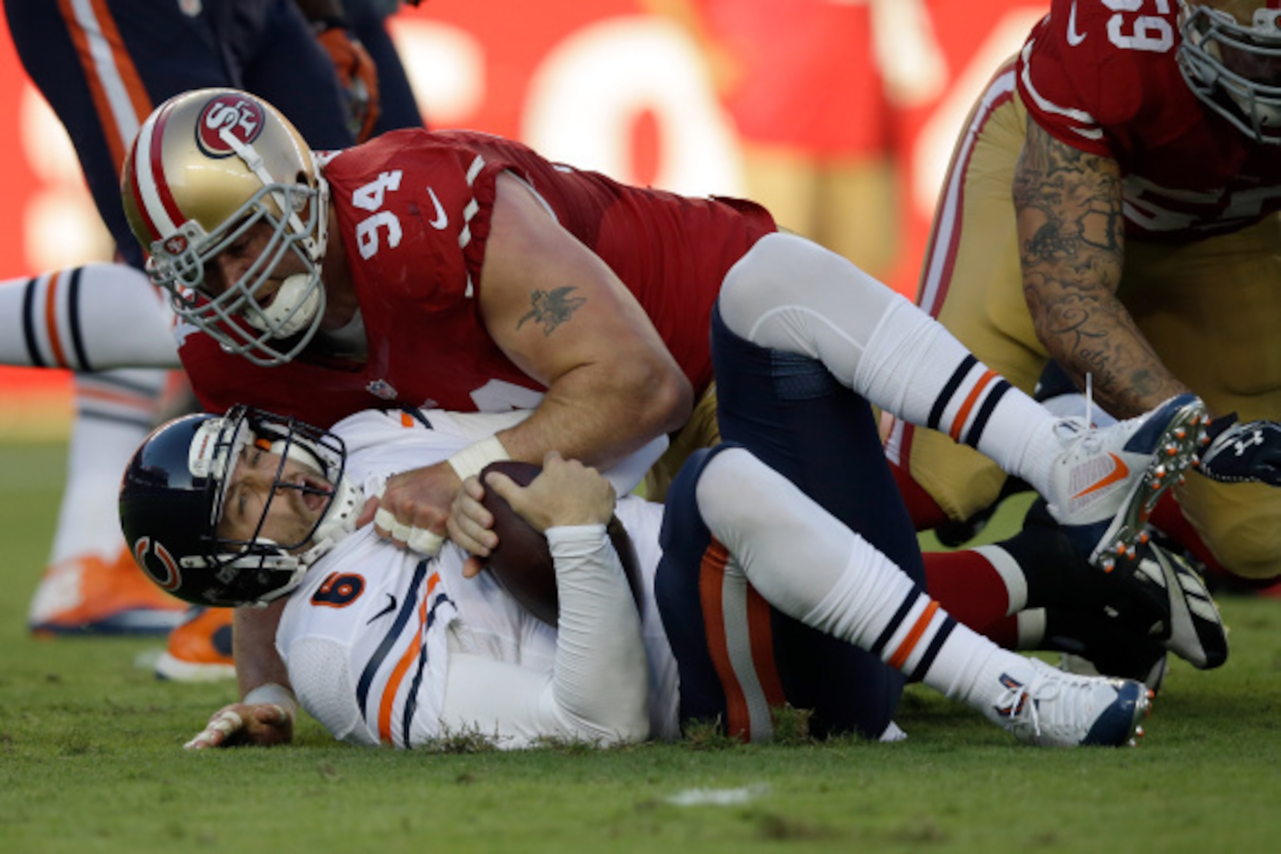 Defensive end Justin Smith looked solid on Sunday.