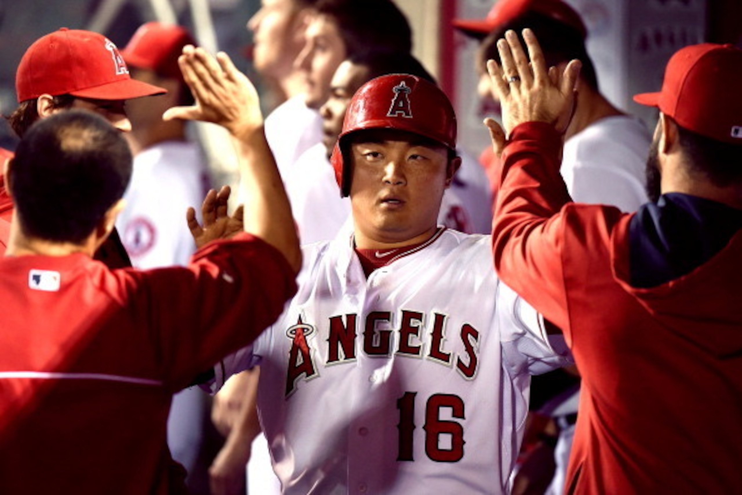Angels catcher Hank Conger. Angels catcher Hank Conger.