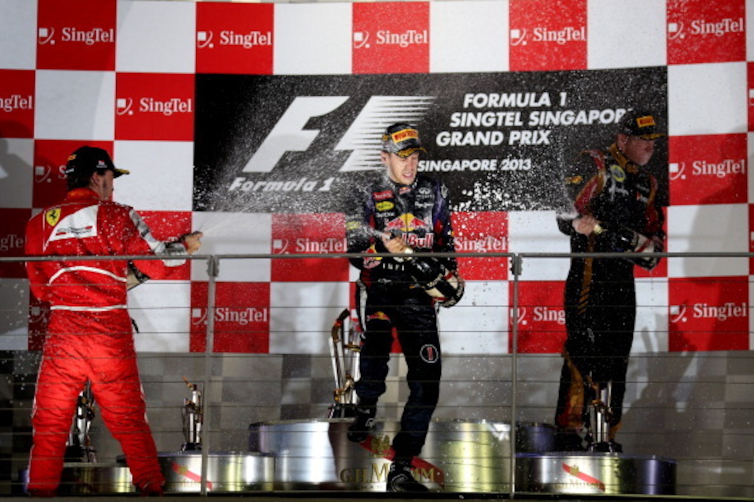 Sebastian Vettel celebrating his 2013 victory.