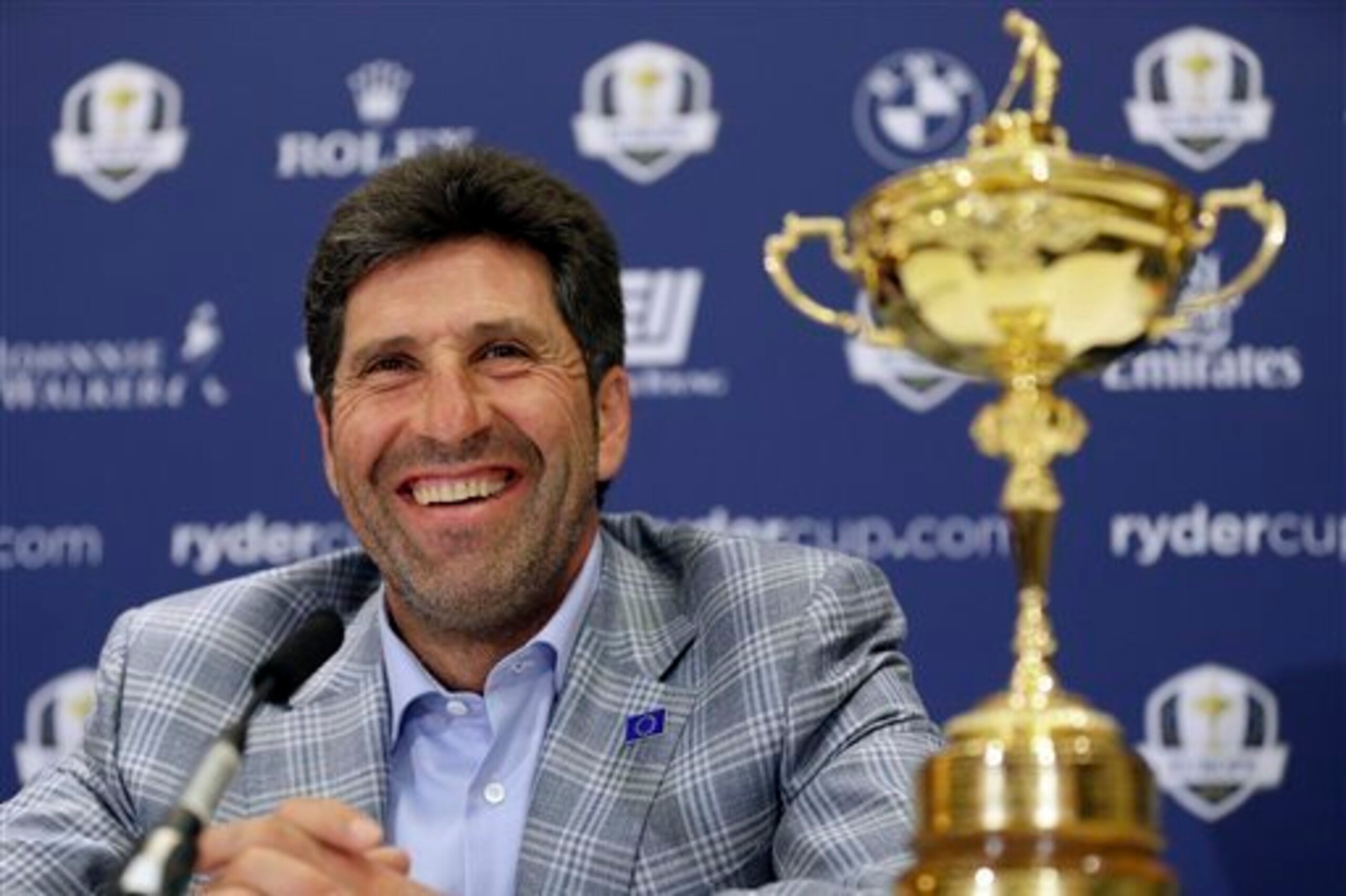 Jose Maria Olazabal flashes a winner's smile at Medinah in 2012.