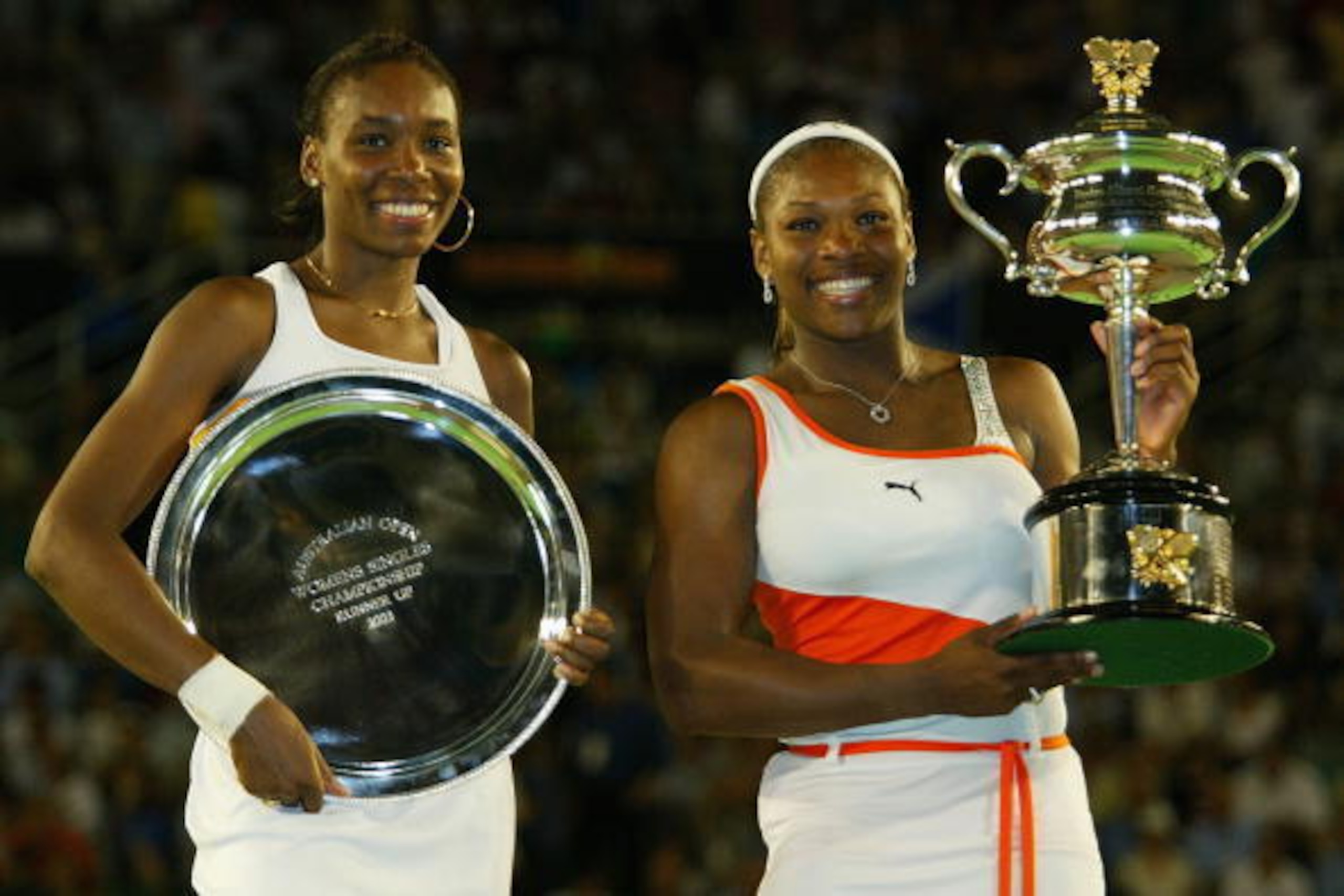 Serena celebrates completing her Career Grand Slam at the age of 21