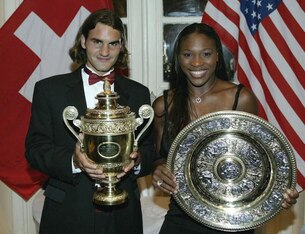 Williams with a 21-year-old Roger Federer, who had just won his first Slam at Wimbledon 2003.