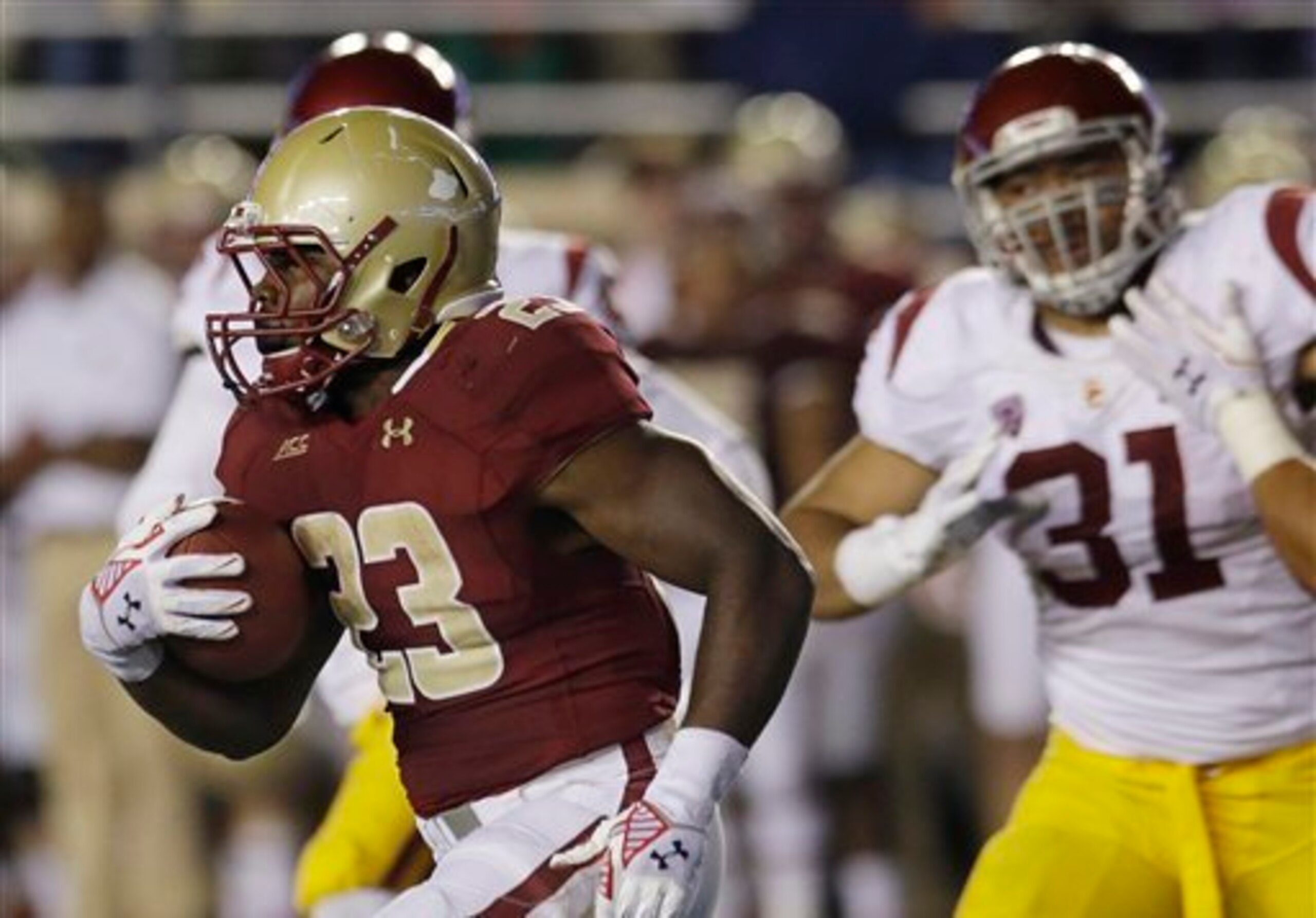 Boston College stunned No. 9 USC Saturday for its first top-10 win in a decade.