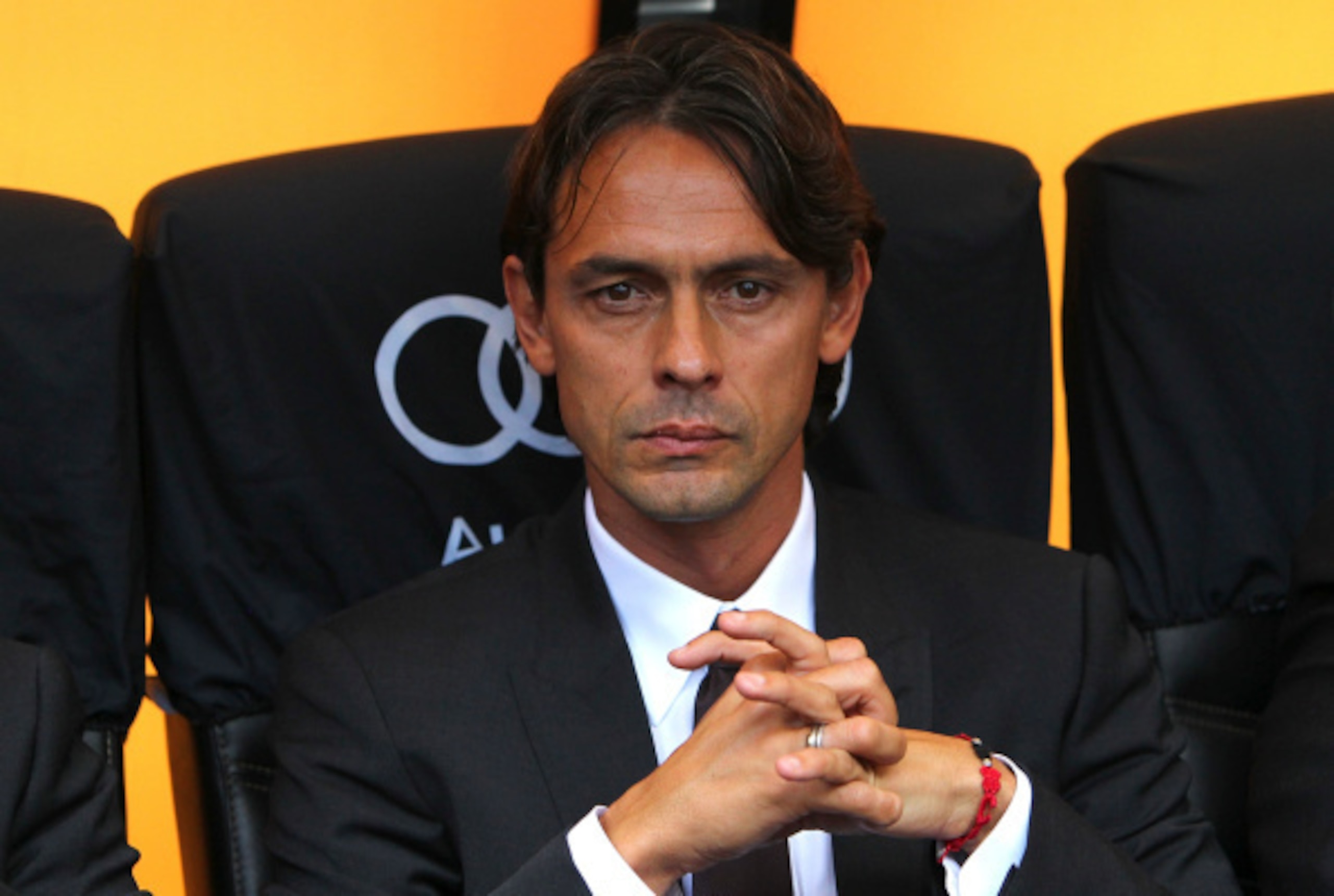 A pensive-looking Super Pippo during the early stages of his debut match against Lazio.