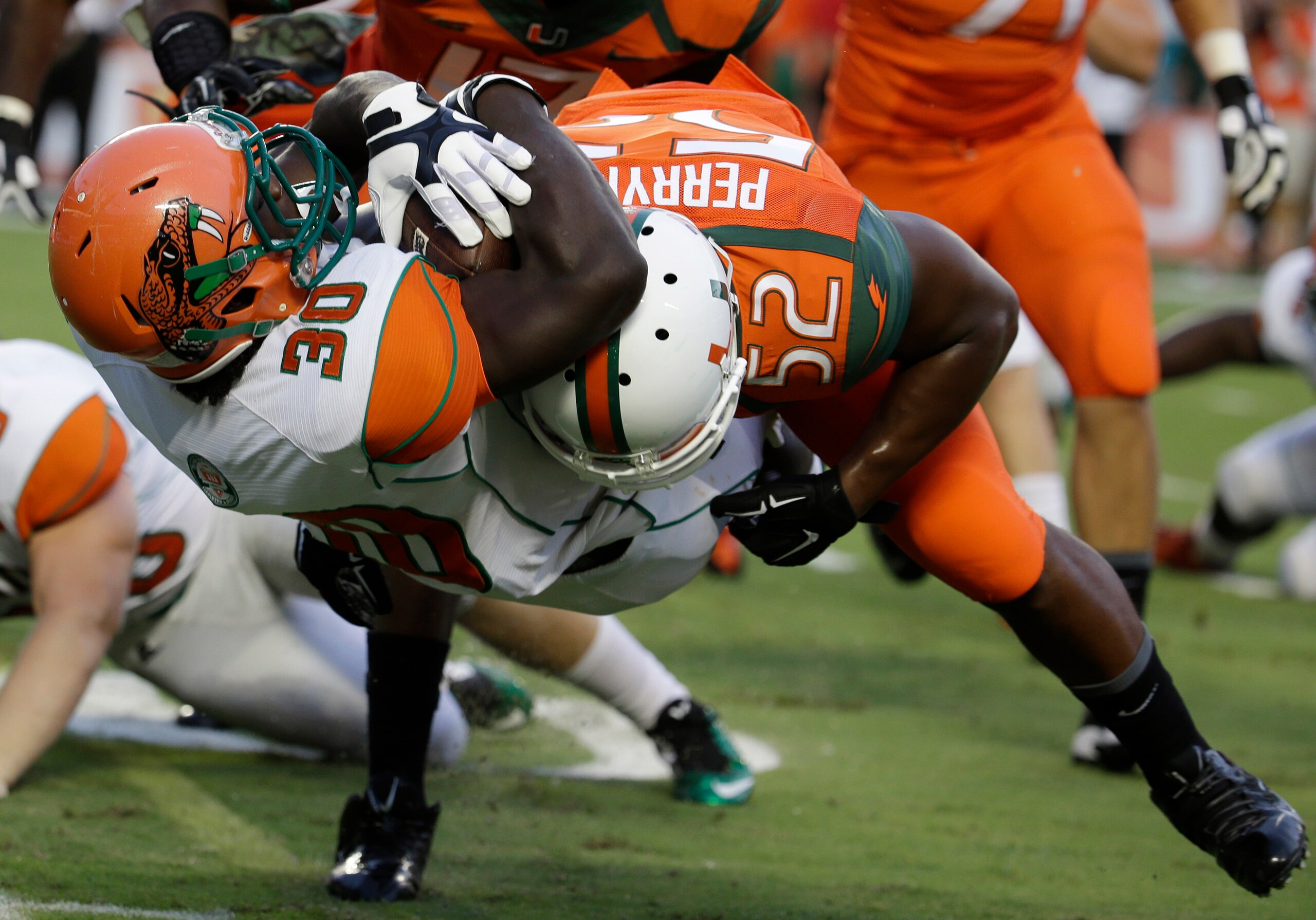 Miami linebacker Denzel Perryman is one of college football's hardest hitters.