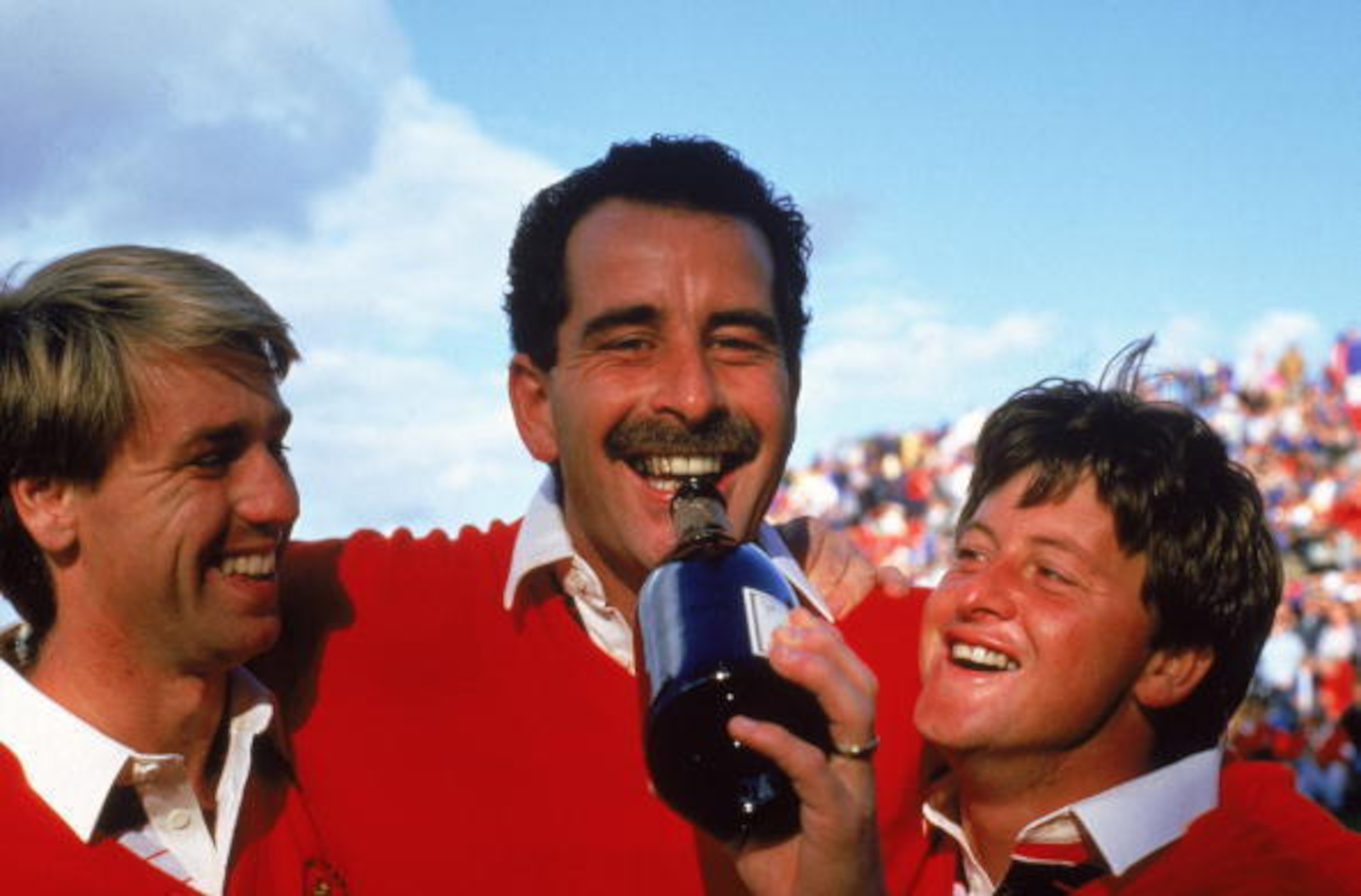 Paul Way, Sam Torrance and Ian Woosnam celebrate in 1985. Paul Way, Sam Torrance and Ian Woosnam celebrate in 1985.