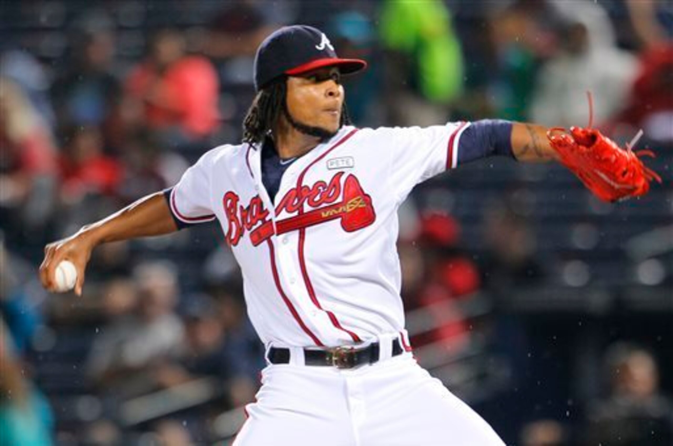 Braves right-hander Ervin Santana. Braves right-hander Ervin Santana.