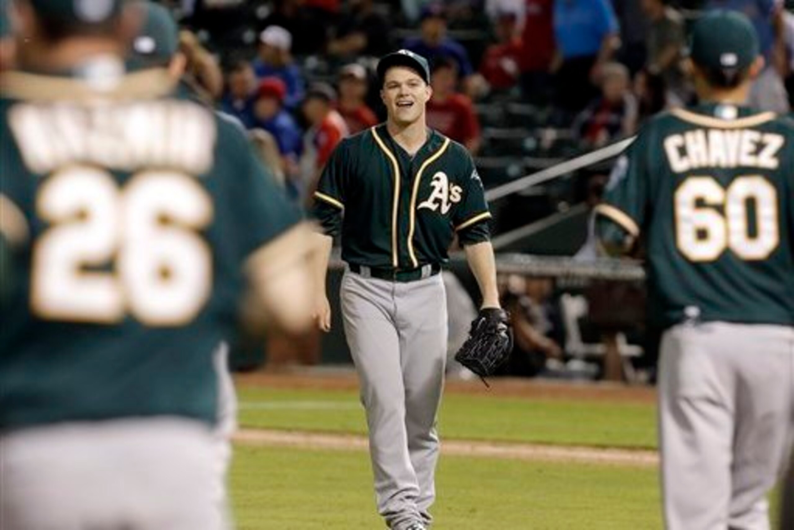 Pictured here, Scott Kazmir (left), Sonny Gray (center) and Jesse Chavez (right)