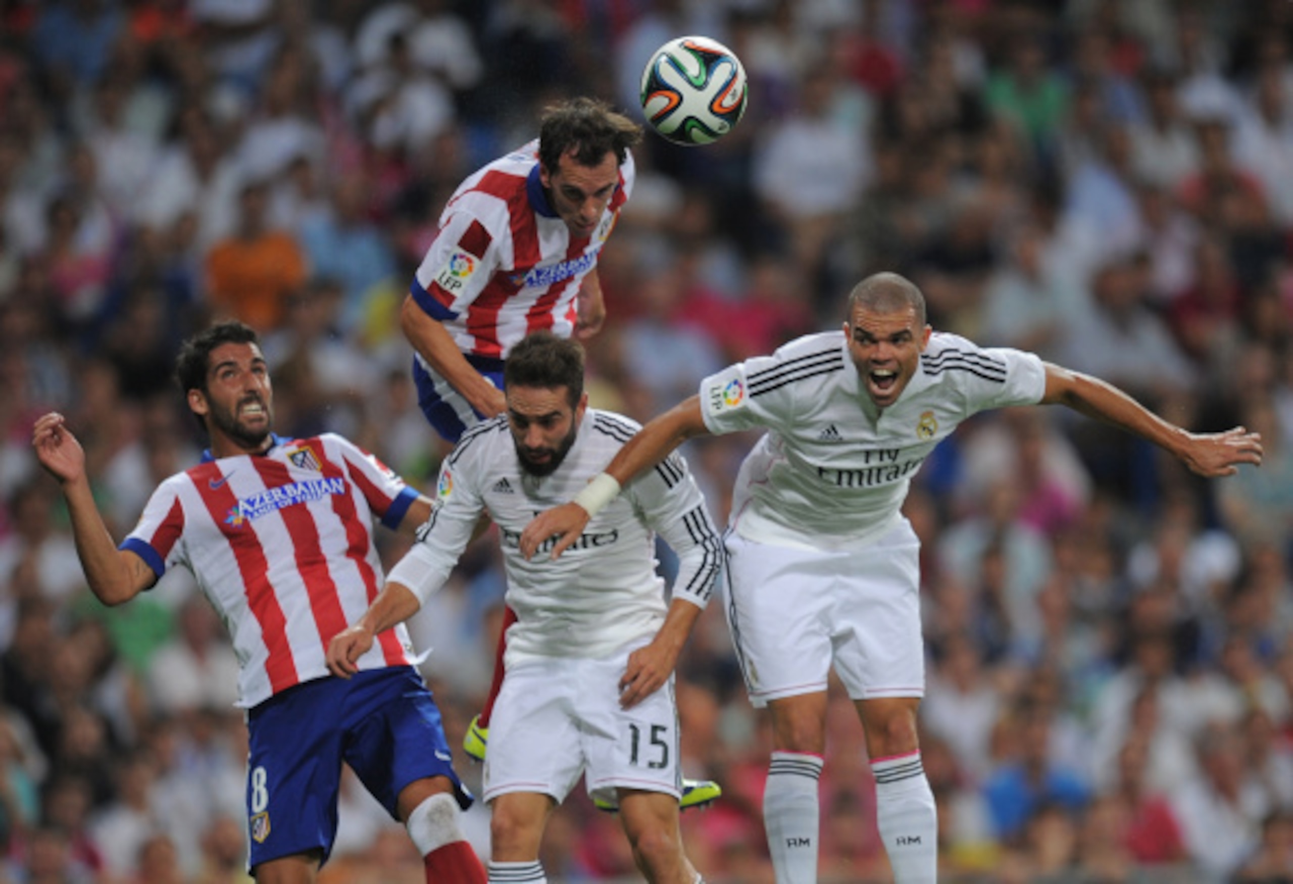 Diego Godin's aerial ability will be an asset against Llorente.