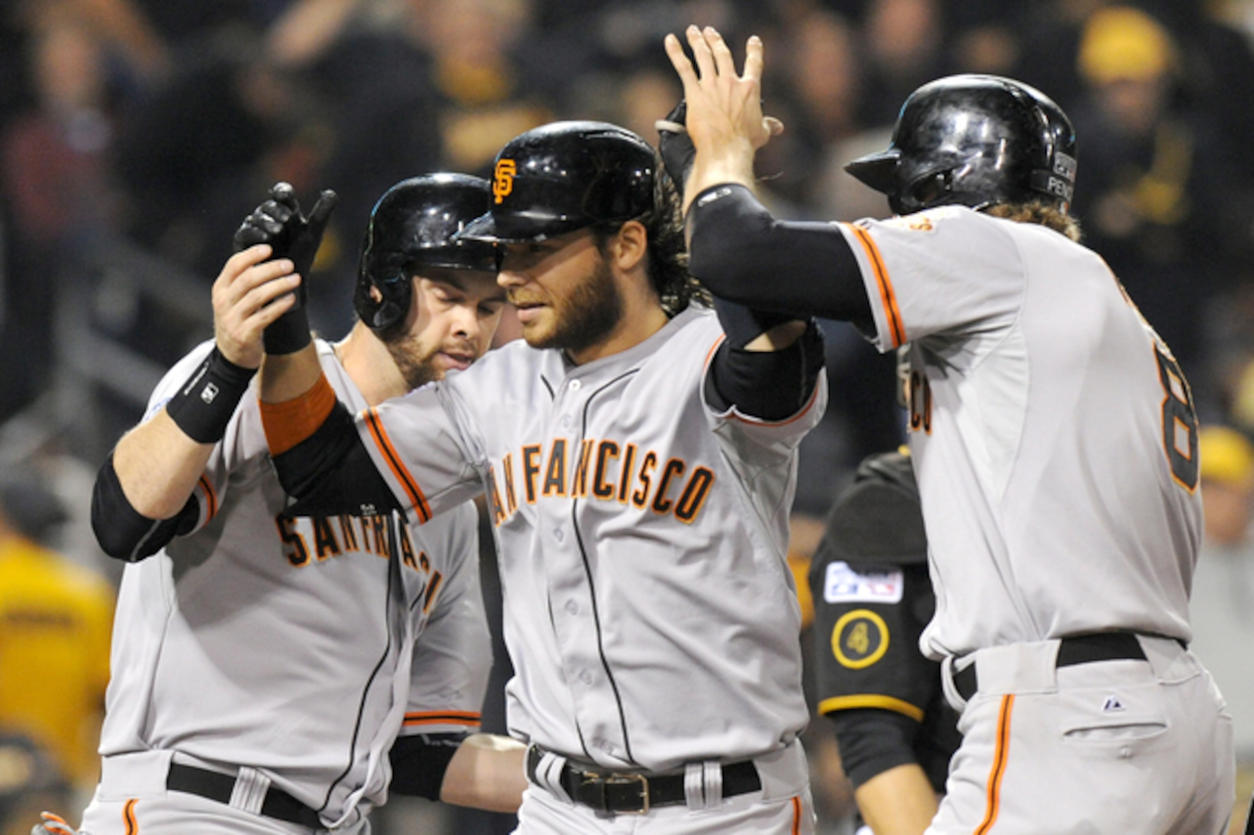 Brandon Crawford's fourth-inning grand slam started the scoring in Pittsubrgh, and Madison Bumgarner did the rest for the Giants.