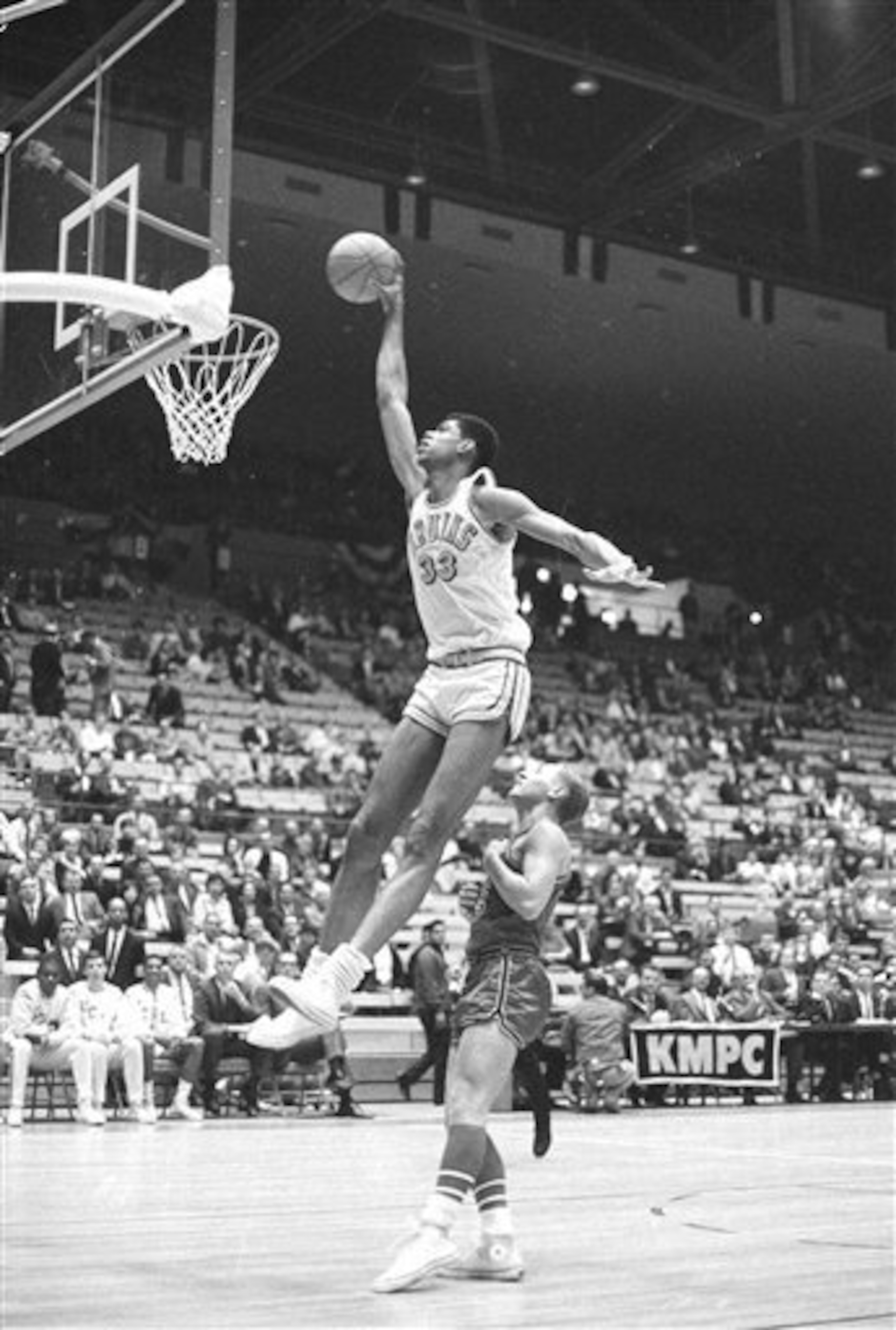 As Lew Alcindor, Kareem Abdul-Jabbar forced college basketball officials to change the rules.