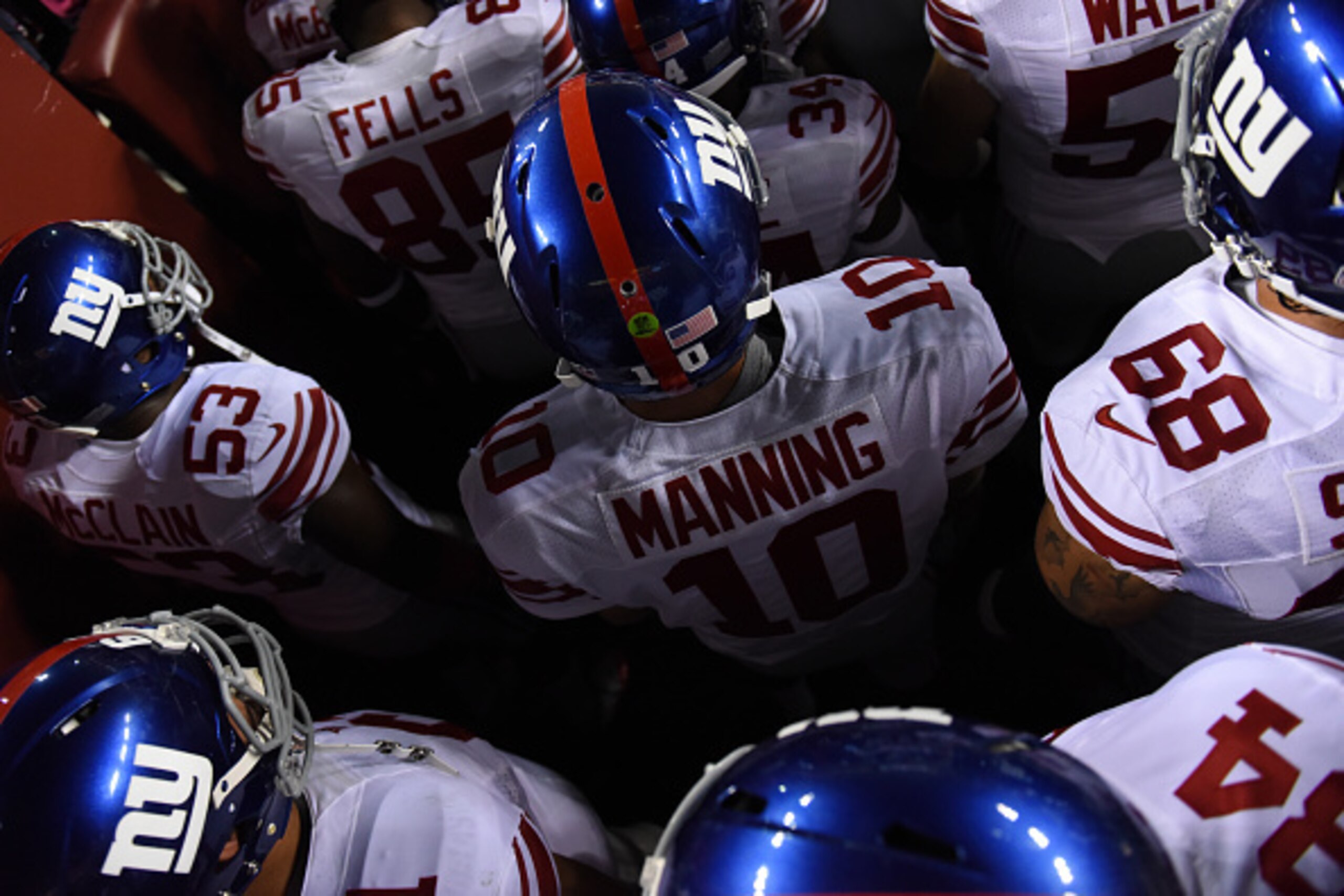The Giants prepare to enter the field of play.