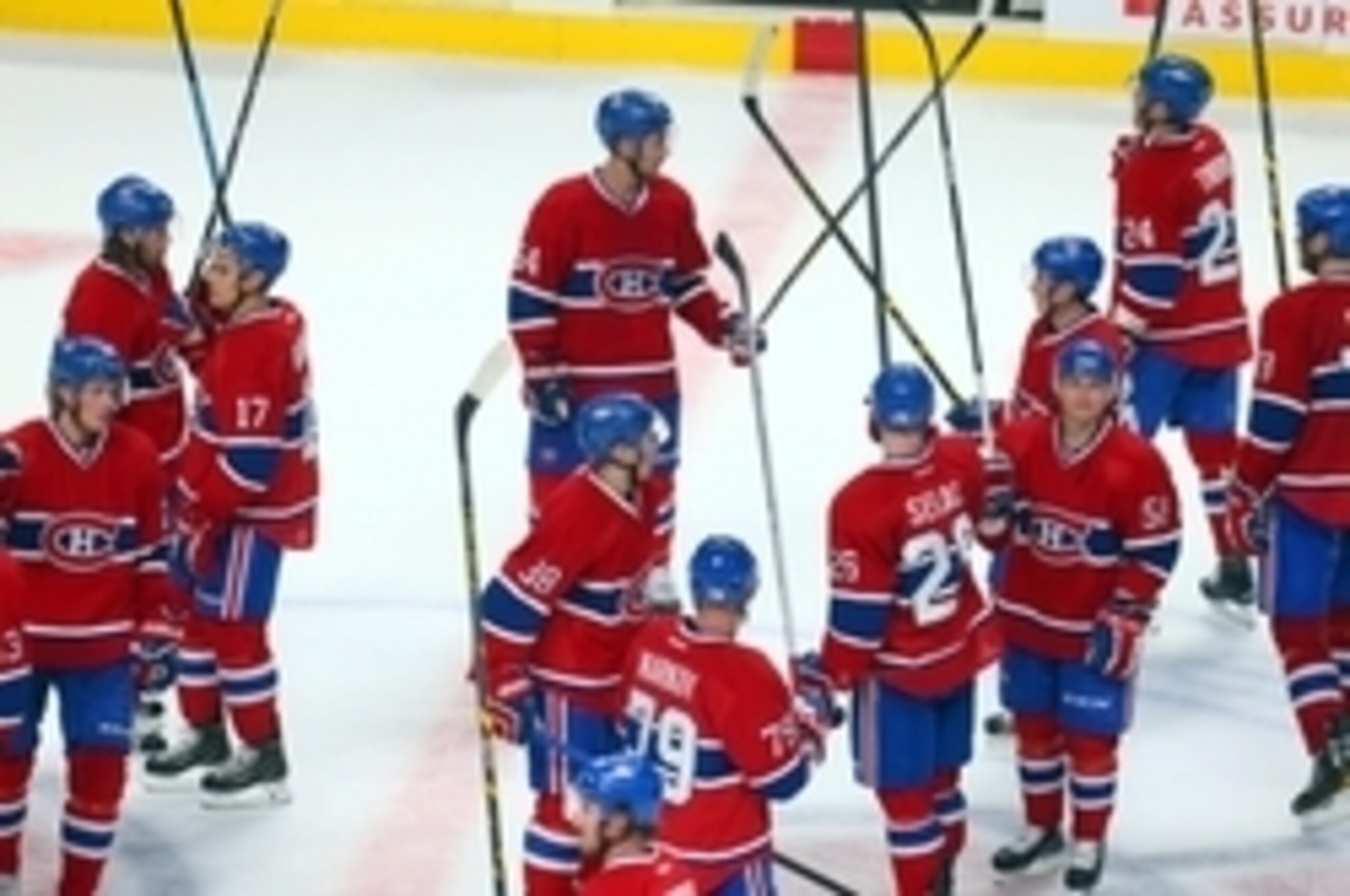The Canadiens celebrate a win.