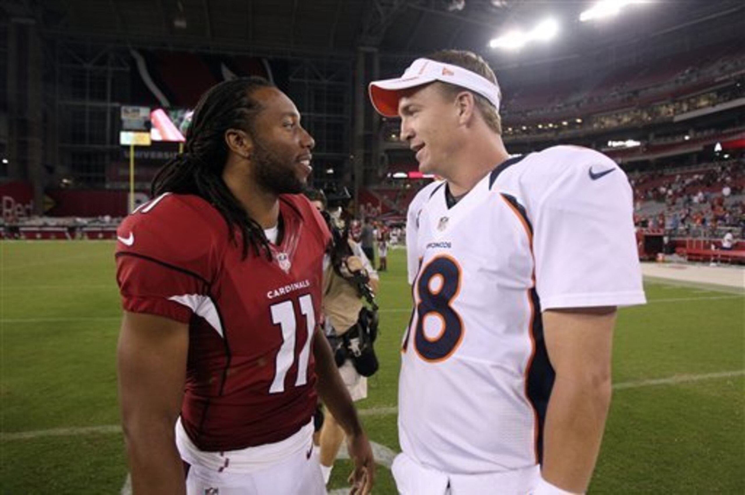 Cardinals WR Larry Fitzgerald and Broncos QB Peyton Manning