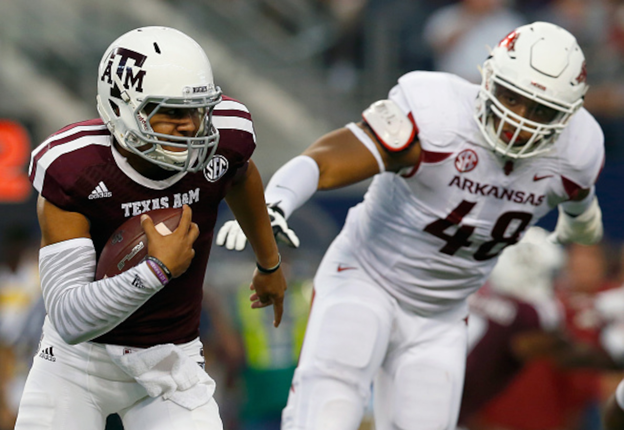 Texas A&M sophomore quarterback Kenny Hill against Arkansas on Sept. 27. Texas A&M sophomore quarterback Kenny Hill against Arkansas on Sept. 27.