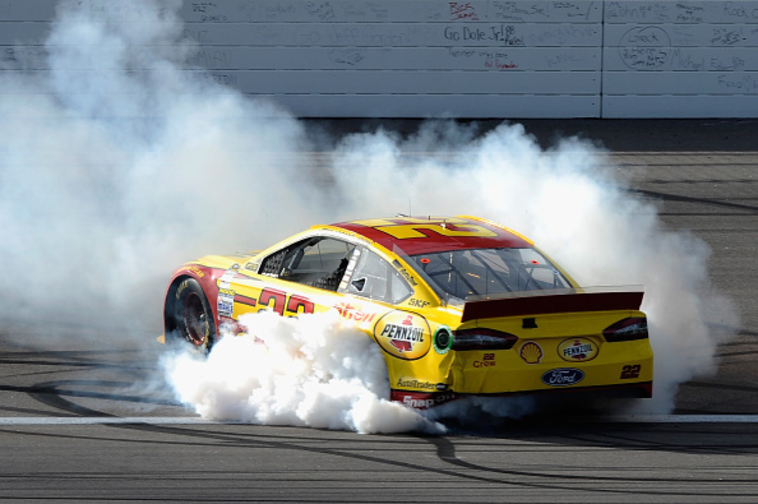 Joey Logano has been able to put his No. 22 Team Penske Ford in post-race burnout mode twice already in the Chase.