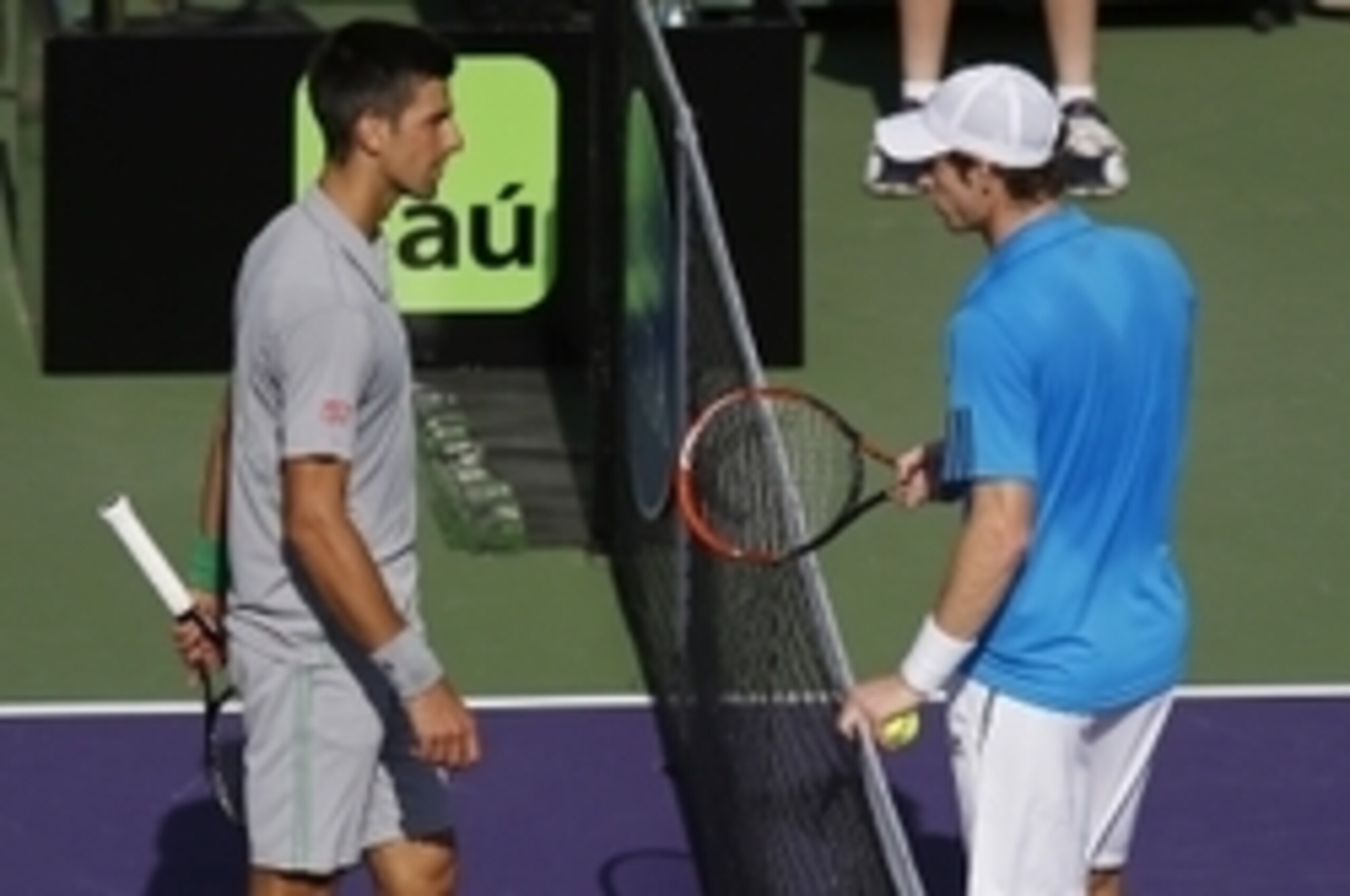 Novak Djokovic meets Andy Murray at the net during one of their 22 meetings. Novak Djokovic meets Andy Murray at the net during one of their 22 meetings.