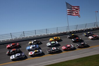 Sprint Cup pack racing at Talladega Superspeedway.
