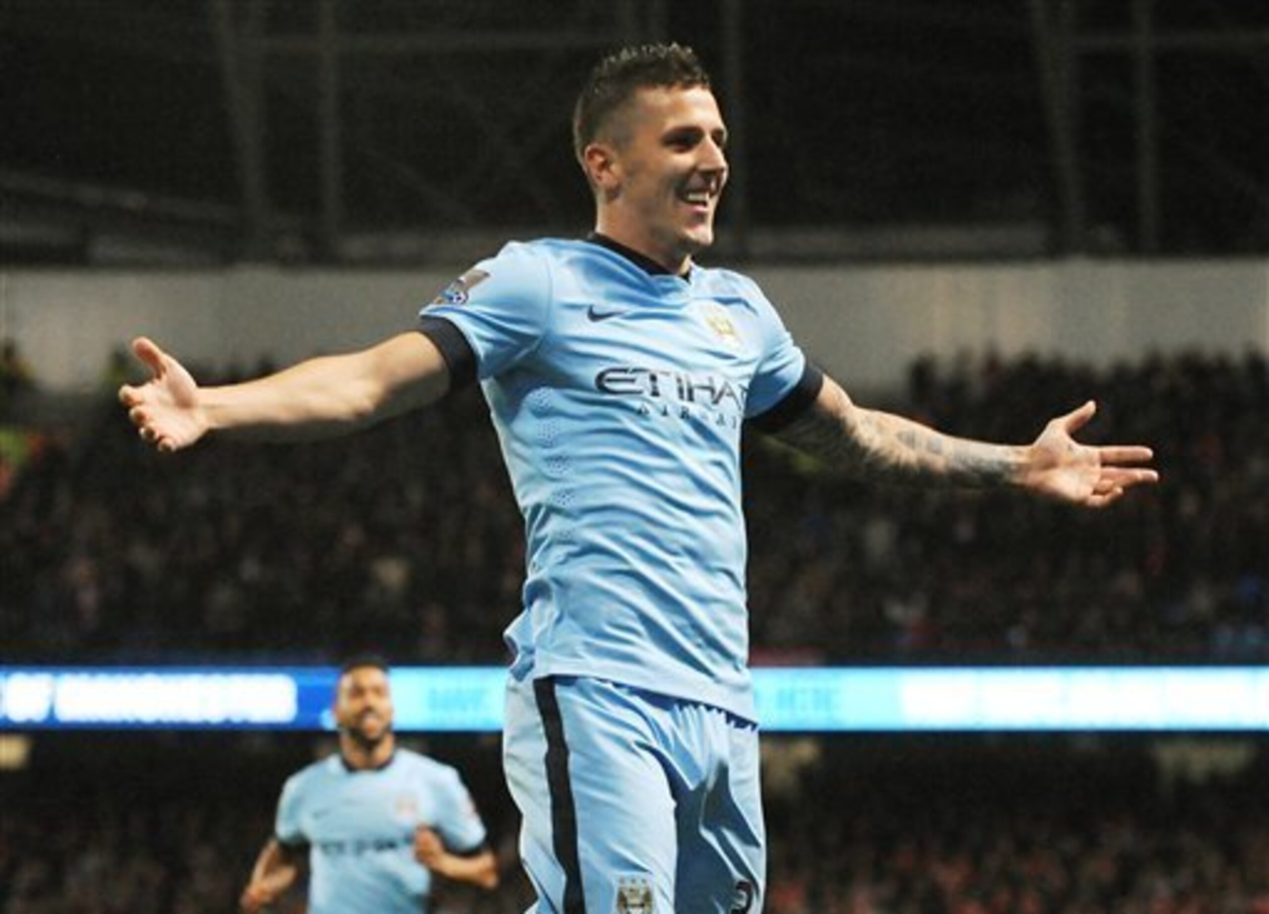 Jovetic was feeling pretty spry after his brace against Liverpool. Jovetic was feeling pretty spry after his brace against Liverpool.