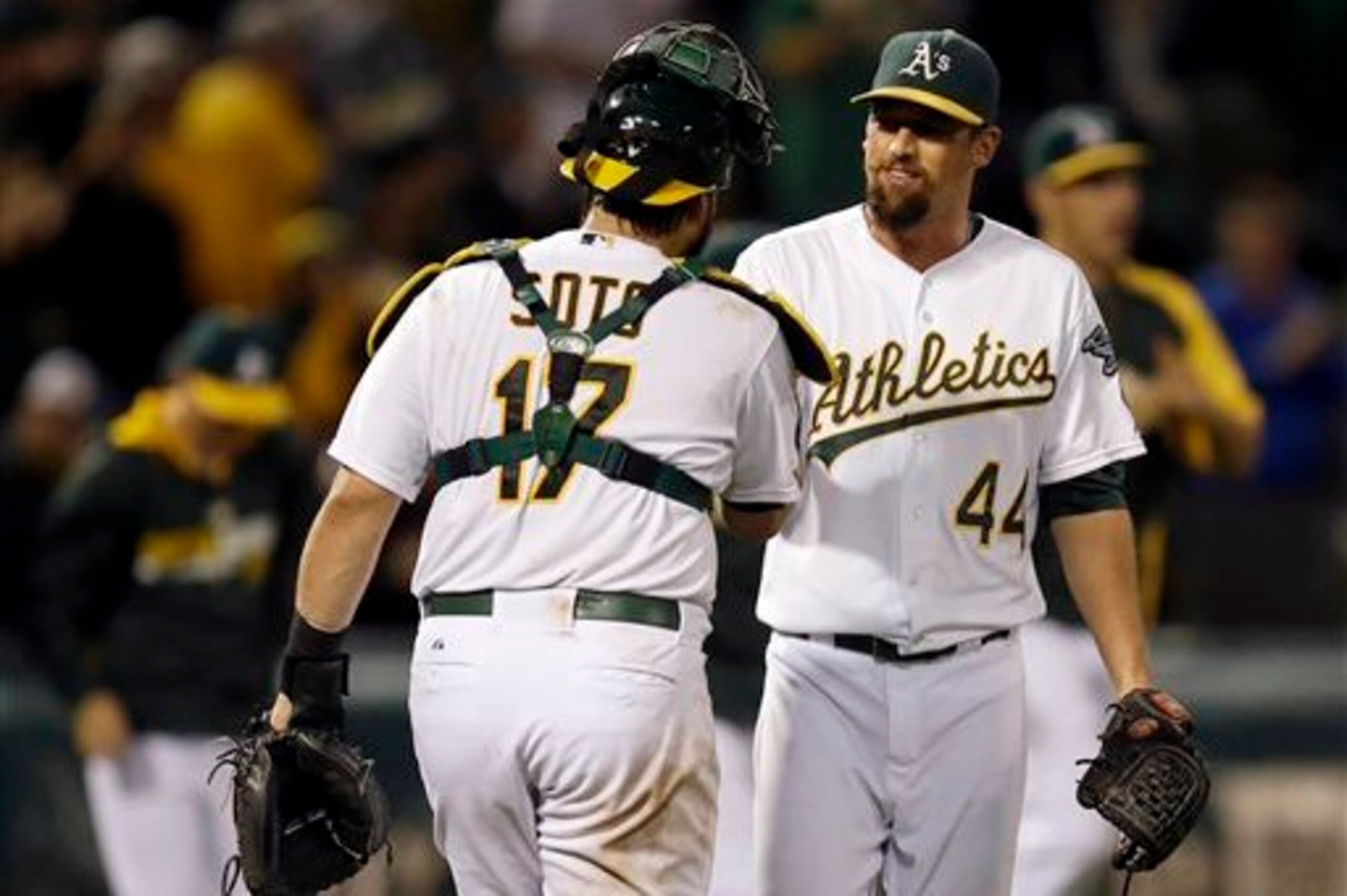 Soto shakes Gregerson's (pictured right) hand after a win. Soto shakes Gregerson's (pictured right) hand after a win.