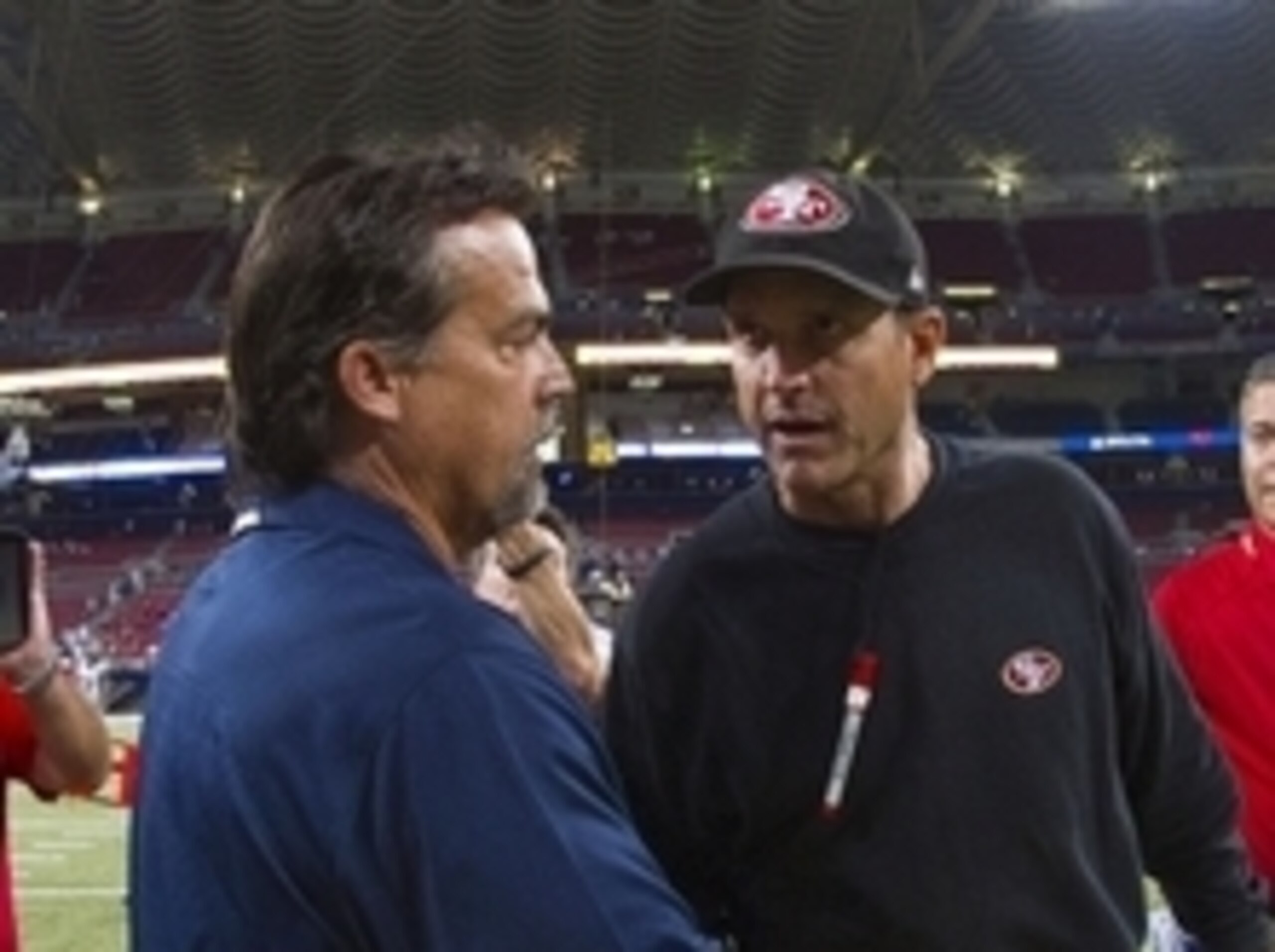 Jim Harbaugh hopes to get the best of Jeff Fisher's Rams in Week 6.