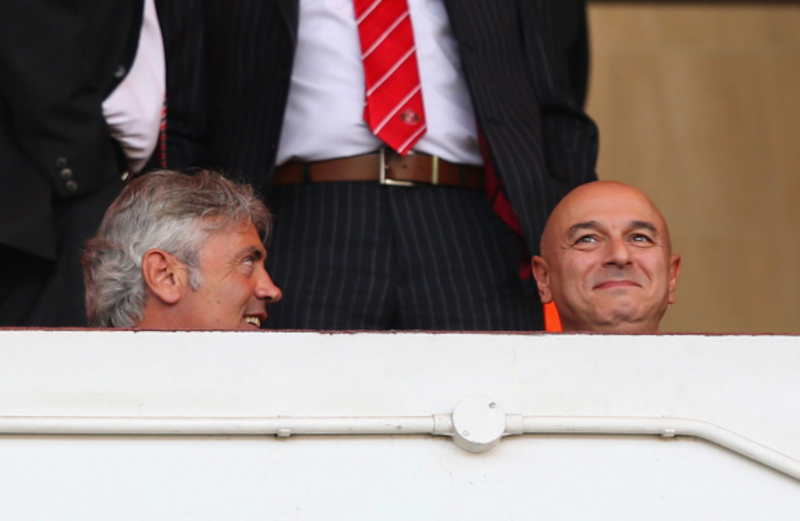 Levy and technical director Franco Baldini are pictured watching on during Spurs' 2-2 draw at Sunderland.