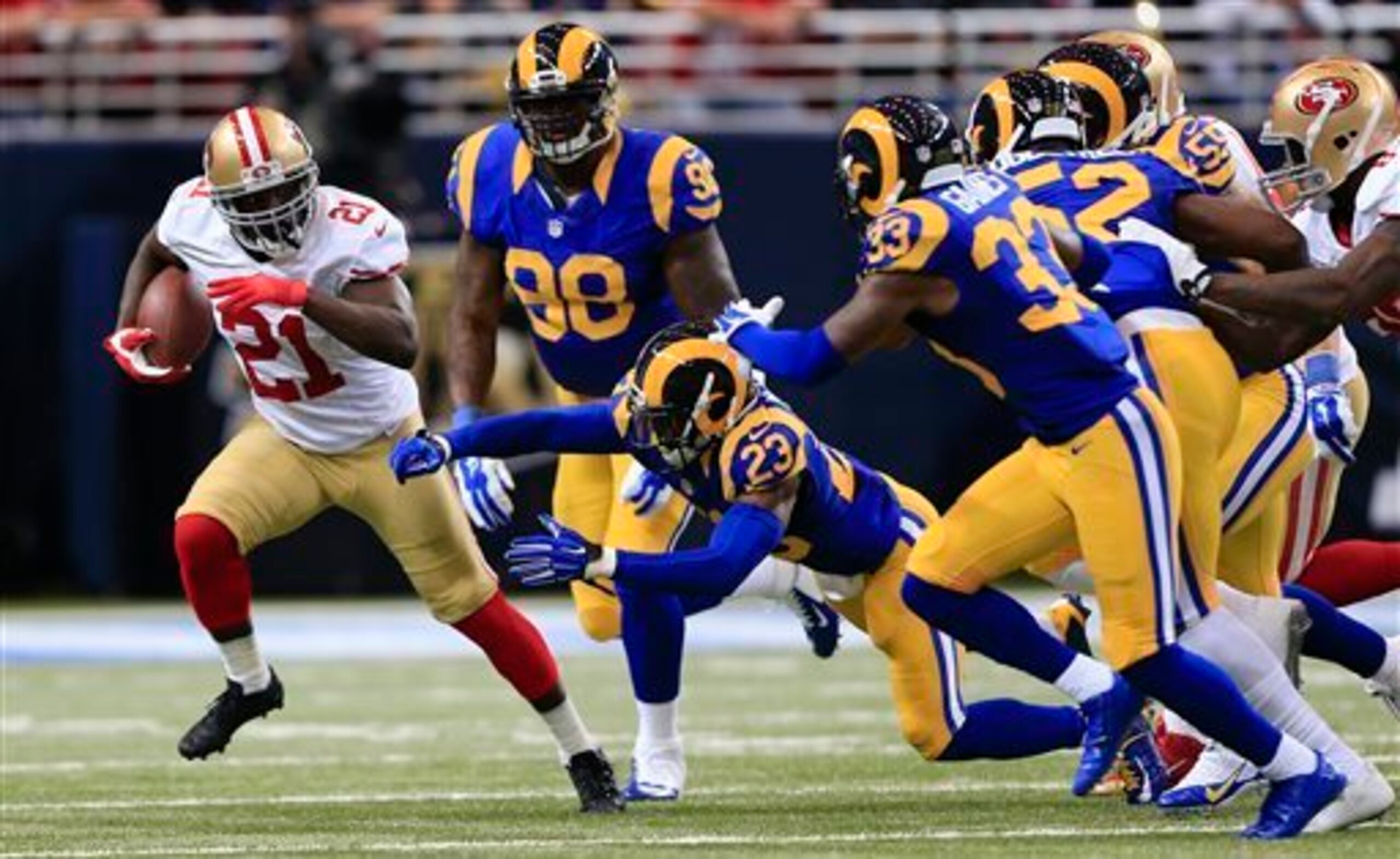 The Rams gave their best to stop Frank Gore and the 49ers' running game.