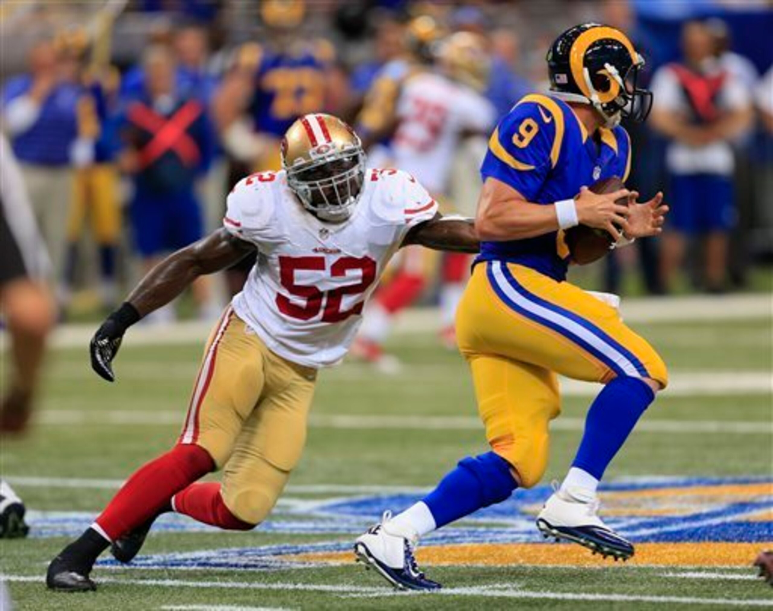 Patrick Willis suffered a toe injury against the Rams and did not play in the second half.