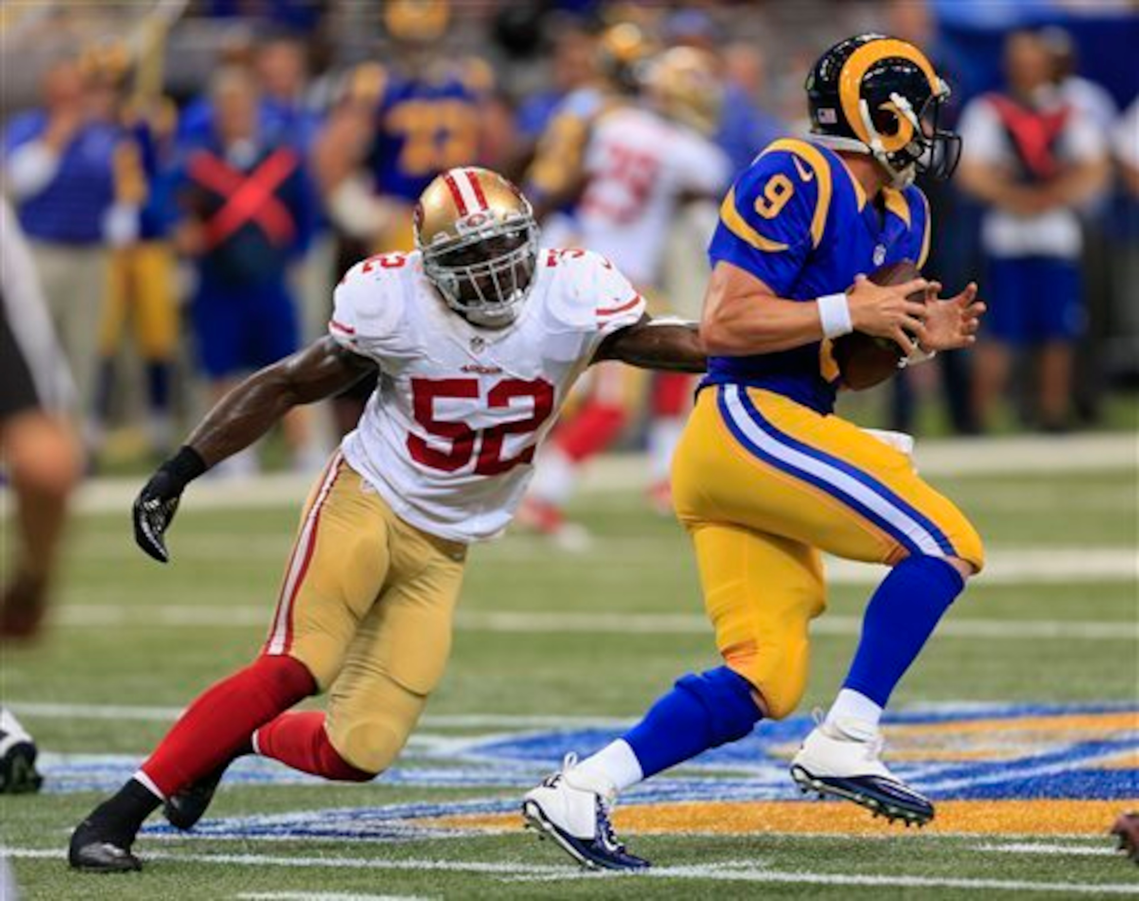 Patrick Willis suffered a toe injury against the Rams and did not play in the second half.