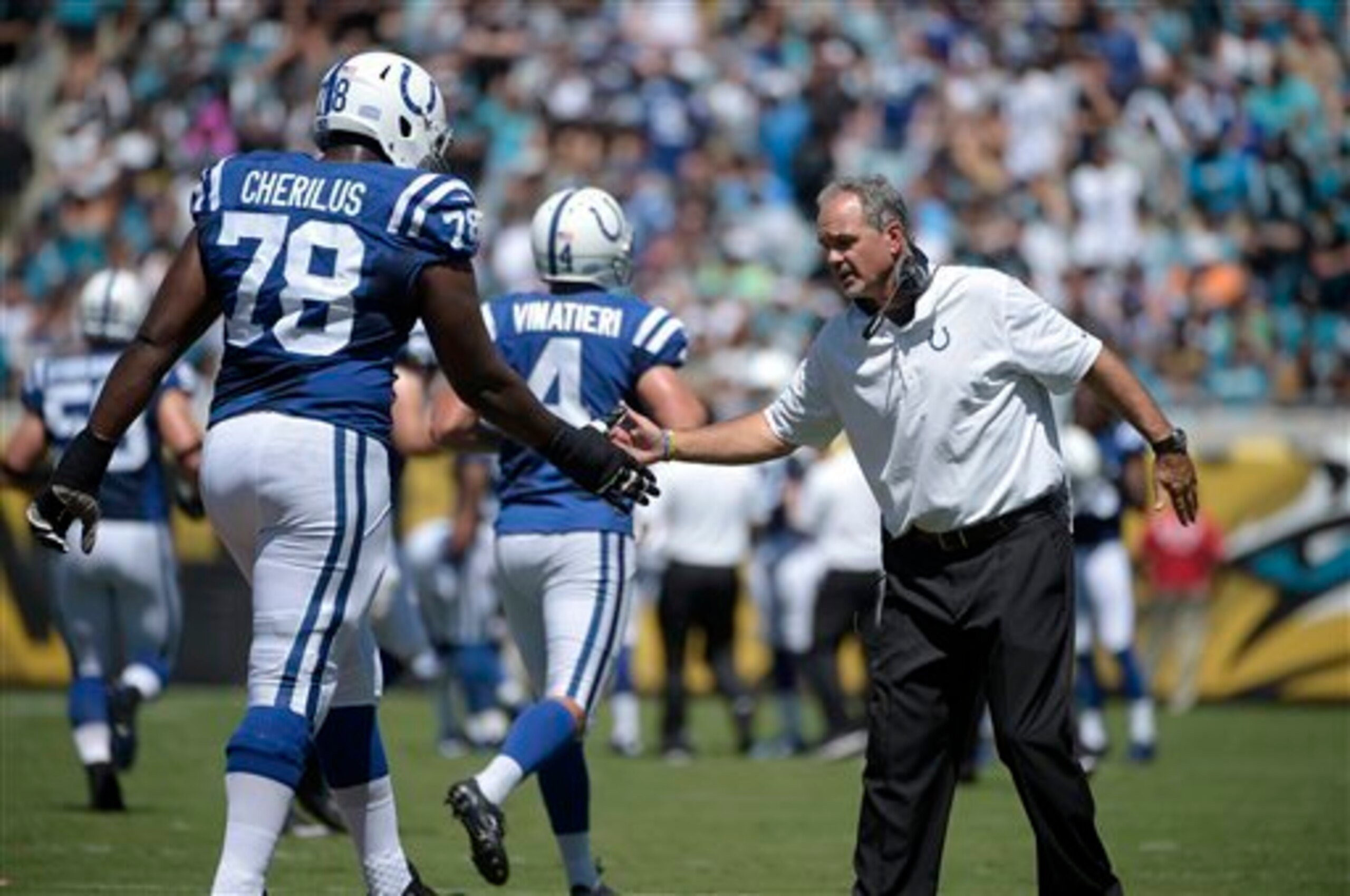 Gosder Cherilus and Jack Mewhort both fully participated in Thursday's practice.
