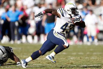 Chargers running back Branden Oliver.