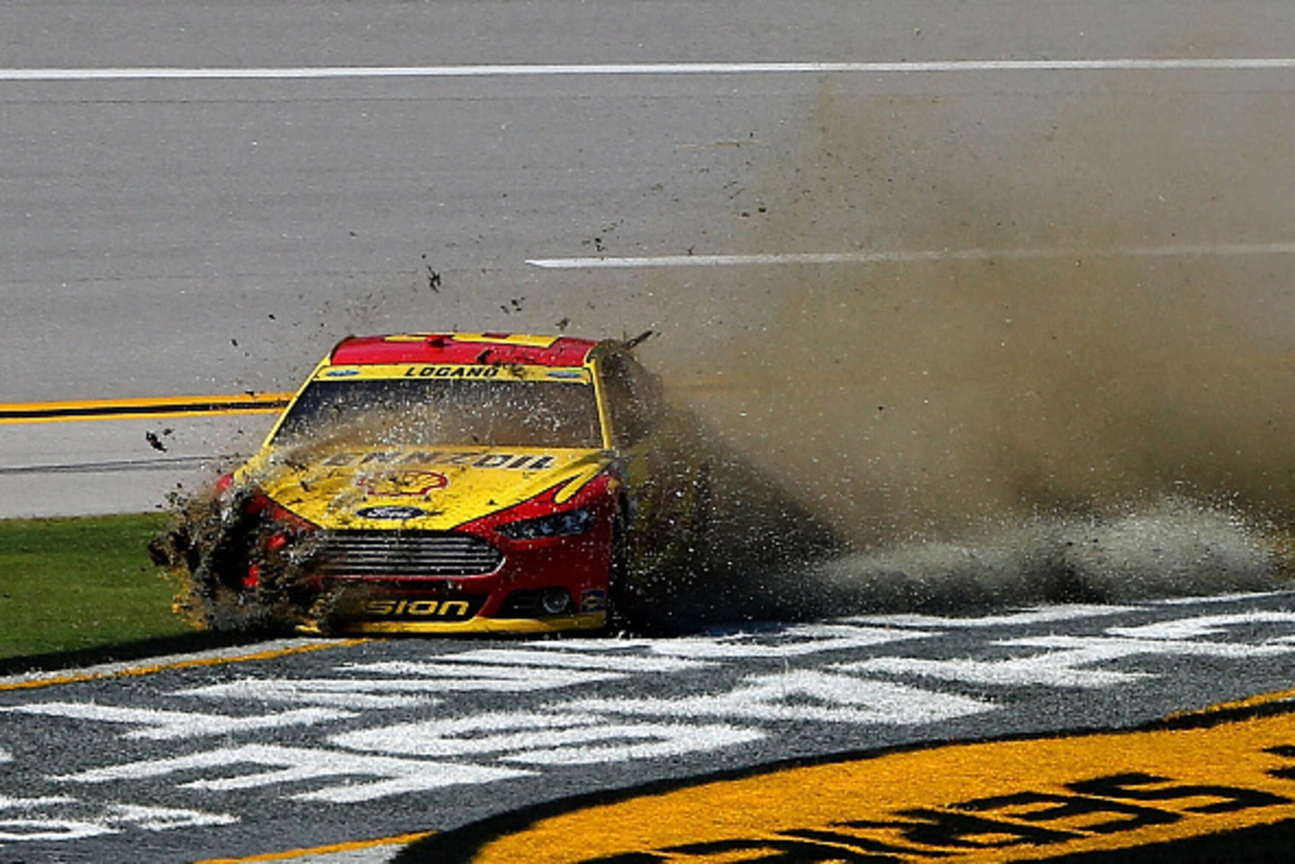 Joey Logano went for a wild ride through the infield grass at Talladega, and still finished strong.