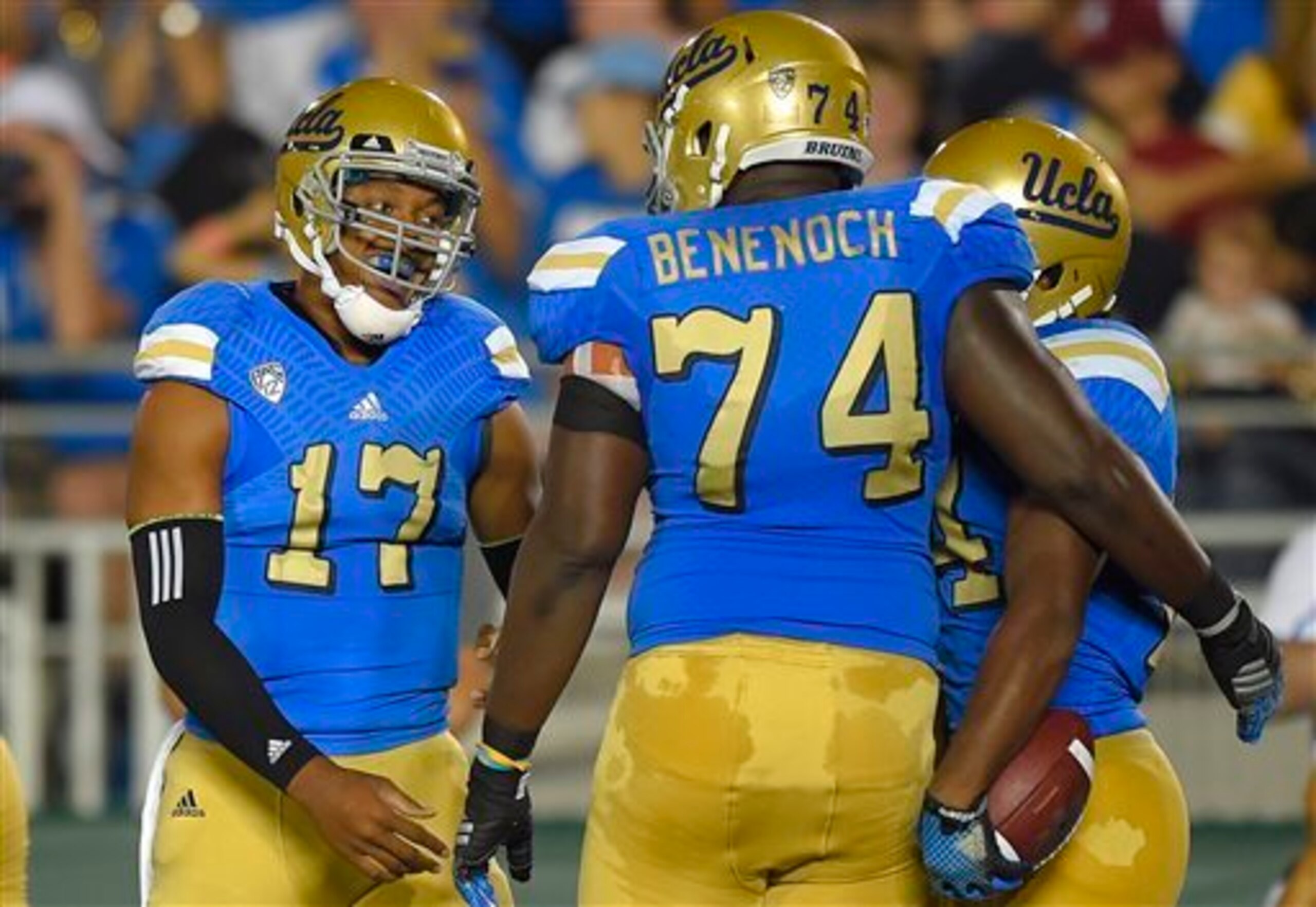 Starting right tackle Caleb Benenoch