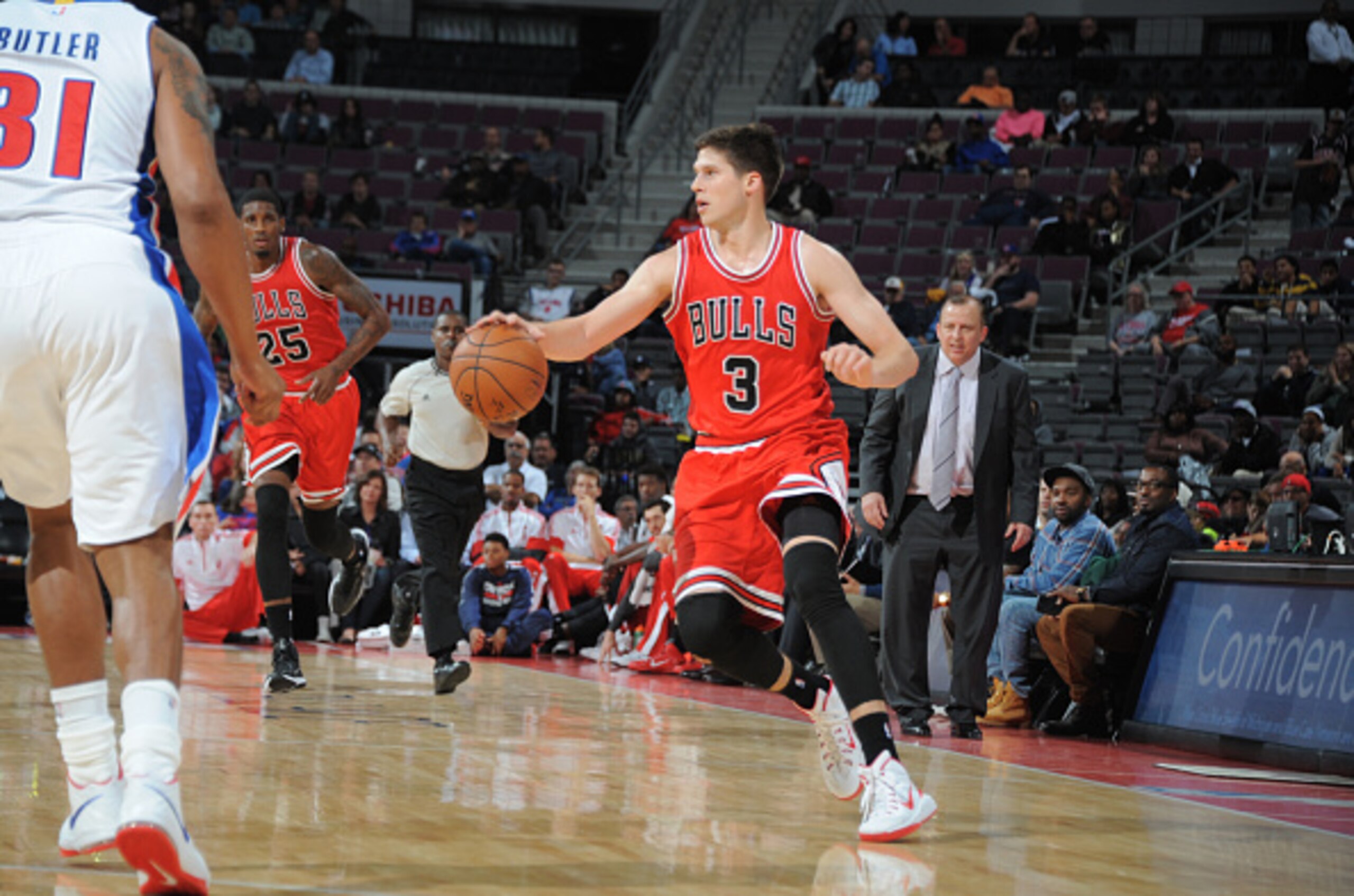 Rookie Doug McDermott handles the ball.