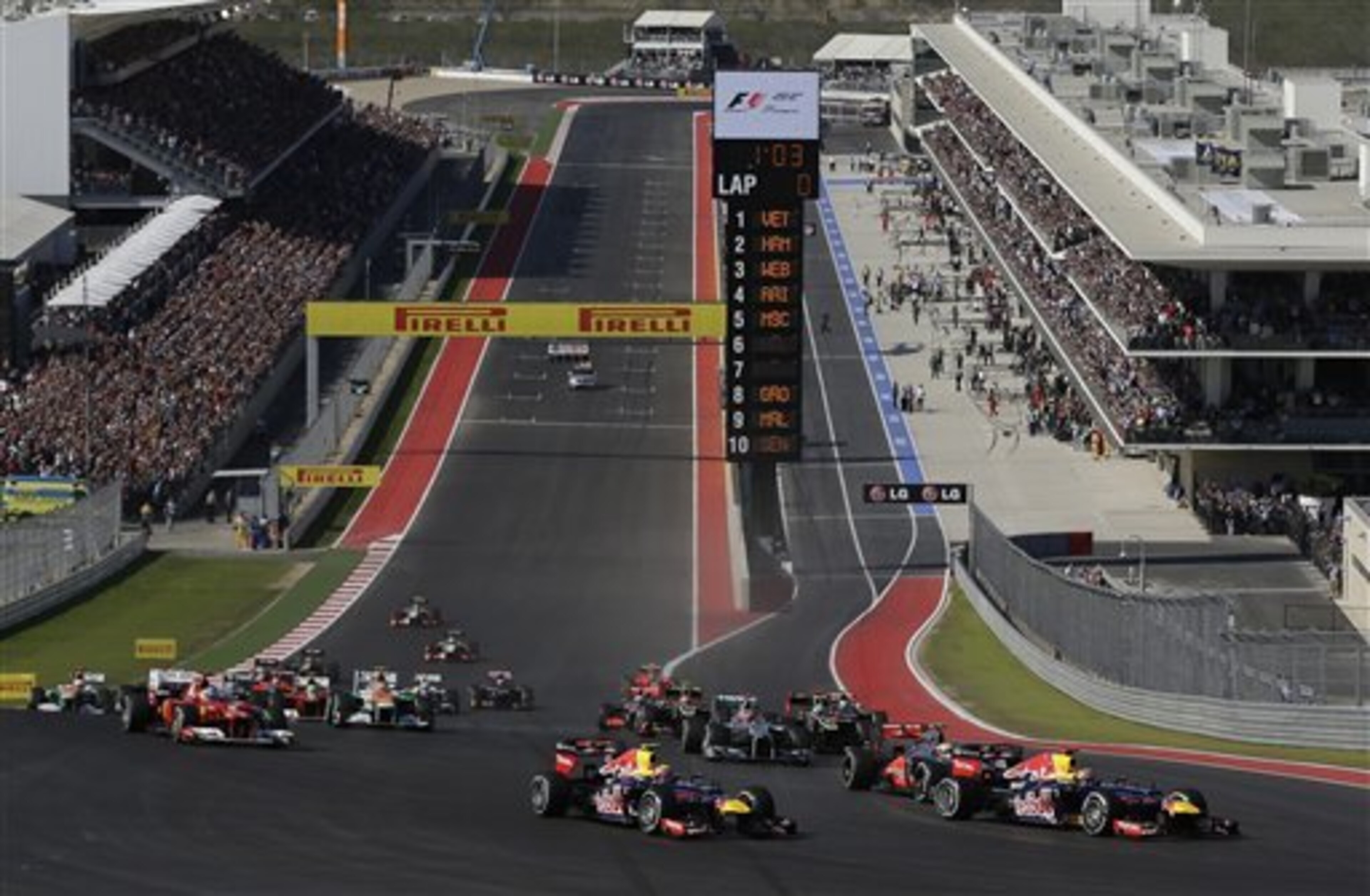 Turn 1 at the Circuit of the Americas.